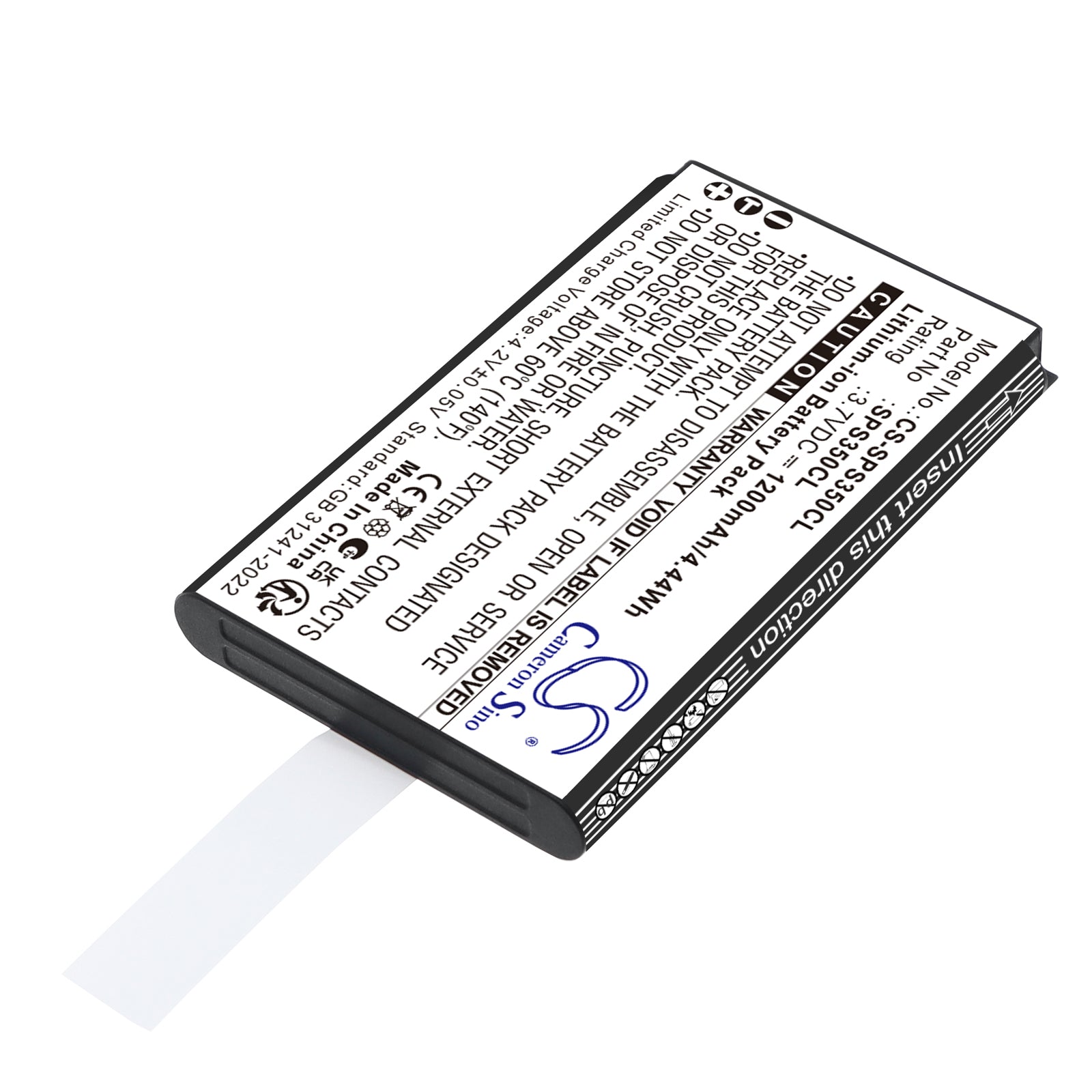 3.7V, Li-ion, 1200mAh, Battery fits SpectraLink S35 DECT Handset, S37 S35 DECT Handset, 4.44Wh Cordless Phone Cameron Sino Technology Limited