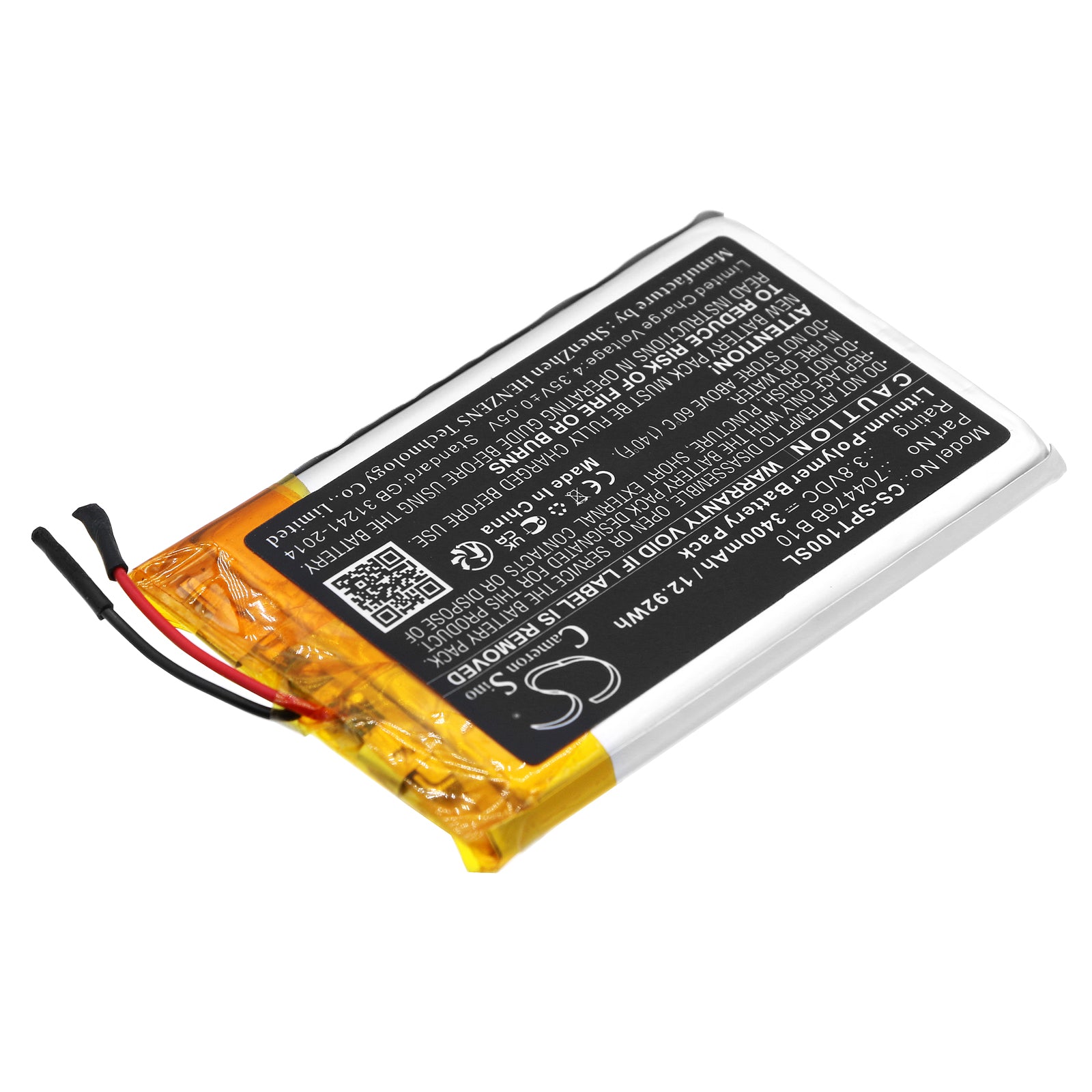 Li-Polymer, GPS, Navigator Battery fits Spot Spot X, Spotxb, 3.8V, 3400mAh GPS, Navigator Cameron Sino Technology Limited