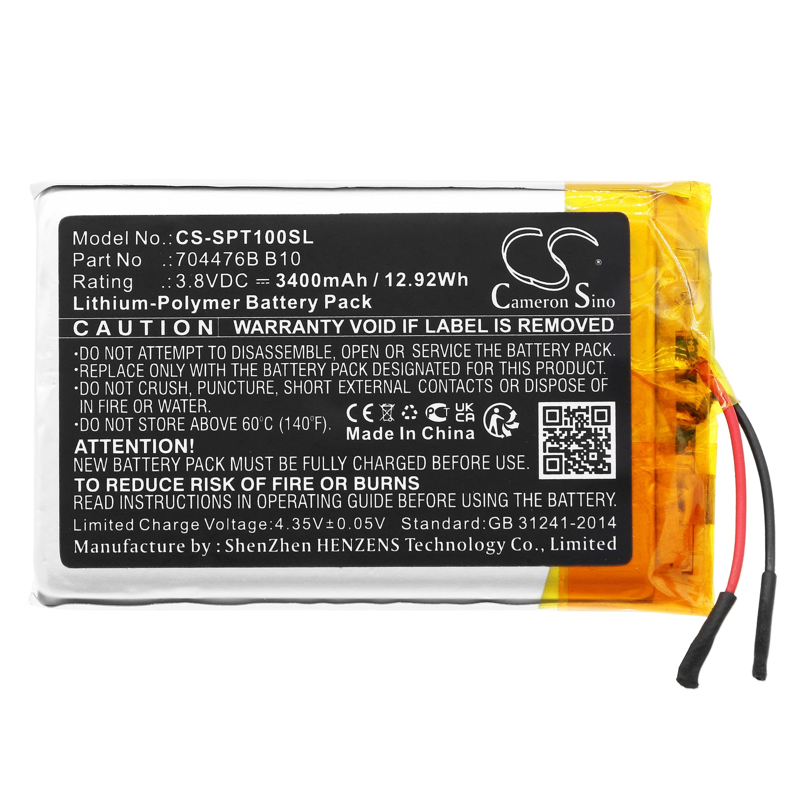 Li-Polymer, GPS, Navigator Battery fits Spot Spot X, Spotxb, 3.8V, 3400mAh GPS, Navigator Cameron Sino Technology Limited