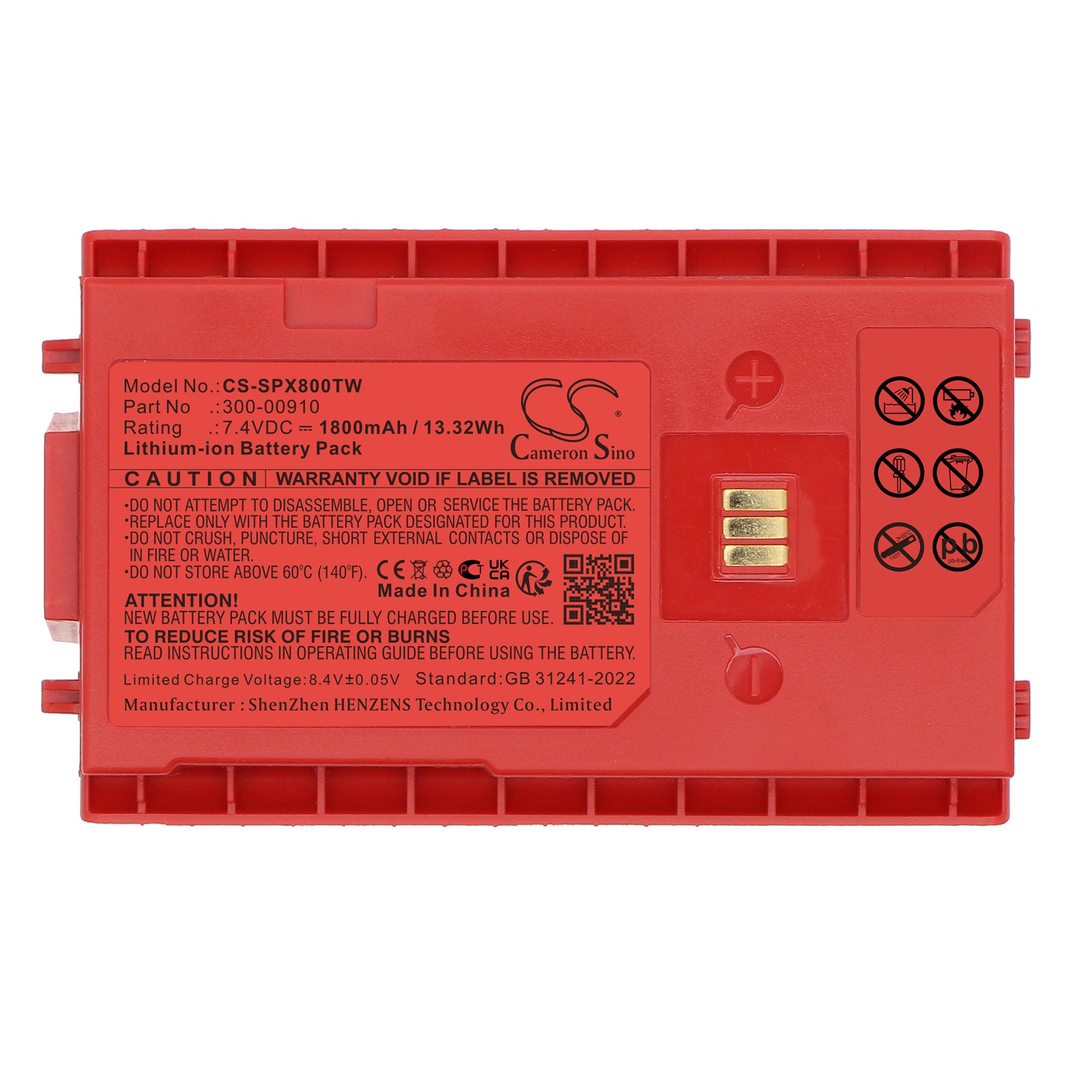 7.4V, Li-ion, 1800mAh, Battery fits Sepura STP8X, STP8X000, 13.32Wh Two-Way Radio Cameron Sino Technology Limited