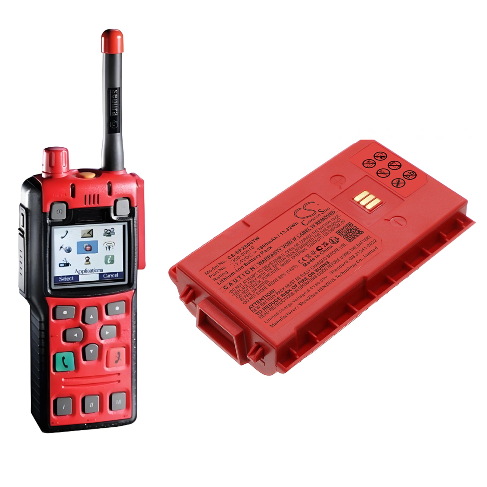 7.4V, Li-ion, 1800mAh, Battery fits Sepura STP8X, STP8X000, 13.32Wh Two-Way Radio Cameron Sino Technology Limited