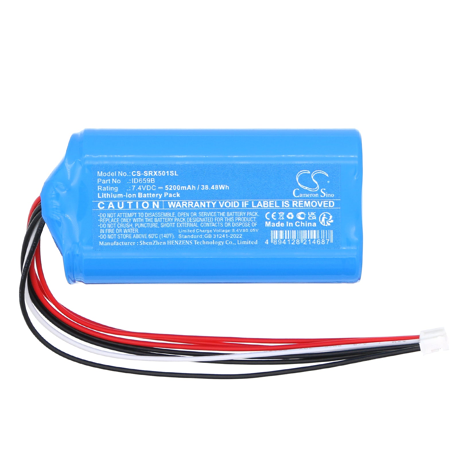7.4V, Li-ion, 5200mAh, Battery fits Sony SRS-XB501, SRS-XB501G, 38.48Wh Speaker Cameron Sino Technology Limited