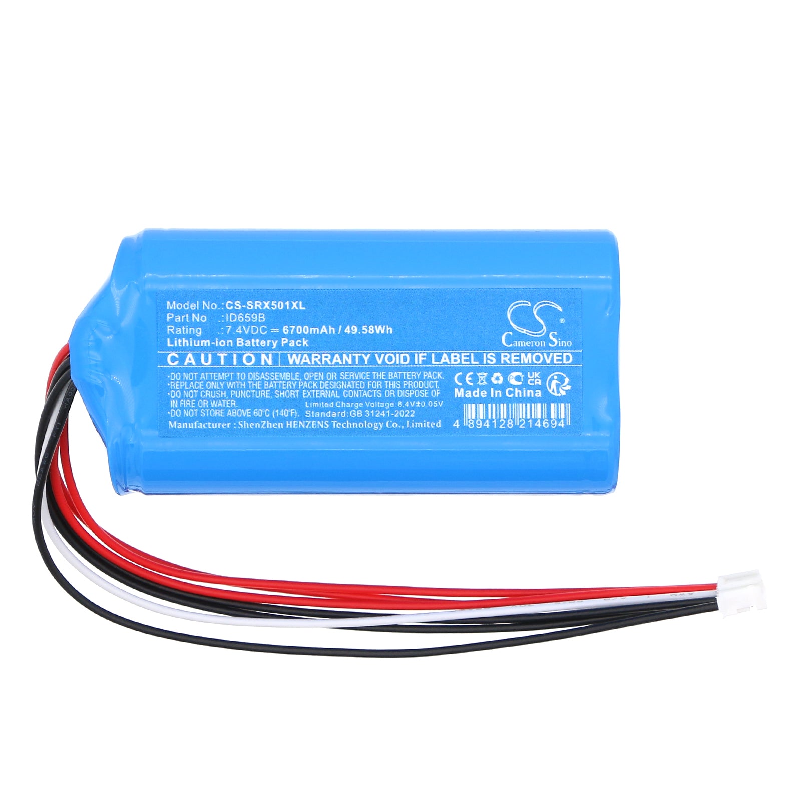 7.4V, Li-ion, 6700mAh, Battery fits Sony SRS-XB501, SRS-XB501G, 49.58Wh Speaker Cameron Sino Technology Limited