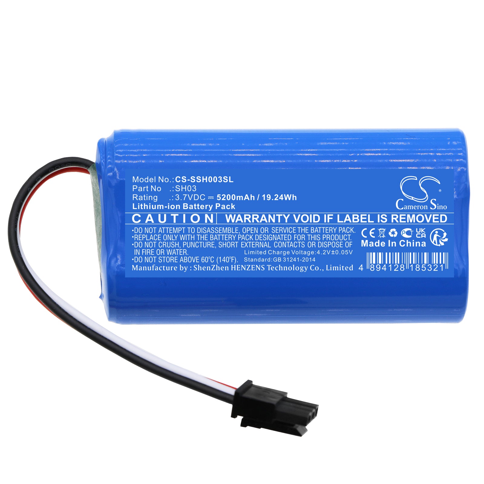 Li-ion, Cosmetic Mirror Battery fits Simplehuman Mirror Sh1s2p, 3.7V, 5200mAh Cosmetic Mirror Cameron Sino Technology Limited