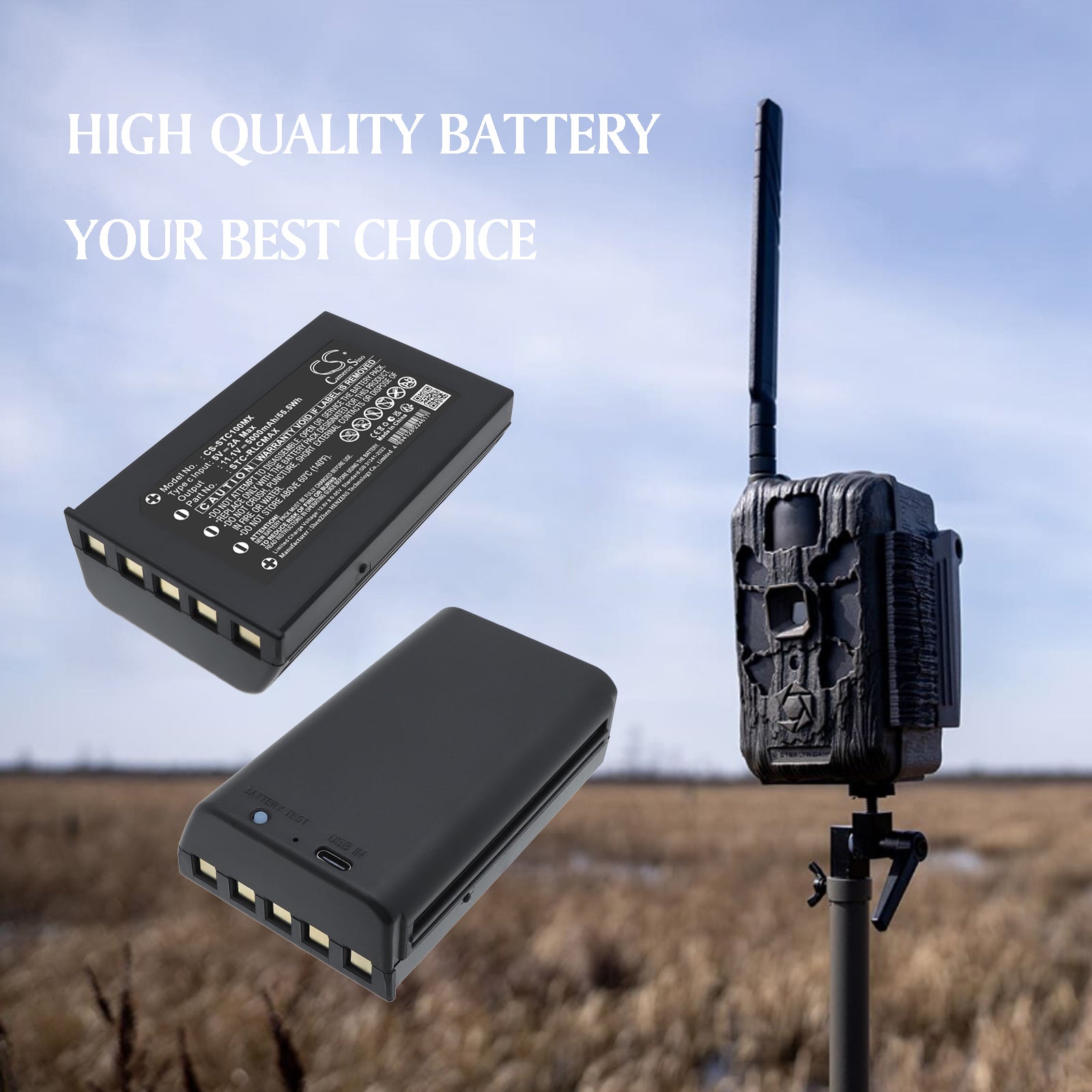11.1V, Li-Polymer, 5000mAh, Battery fits Stealth Cam Deceptor Max, FieldMax, 55.5Wh Sports & Outdoors Cameron Sino Technology Limited