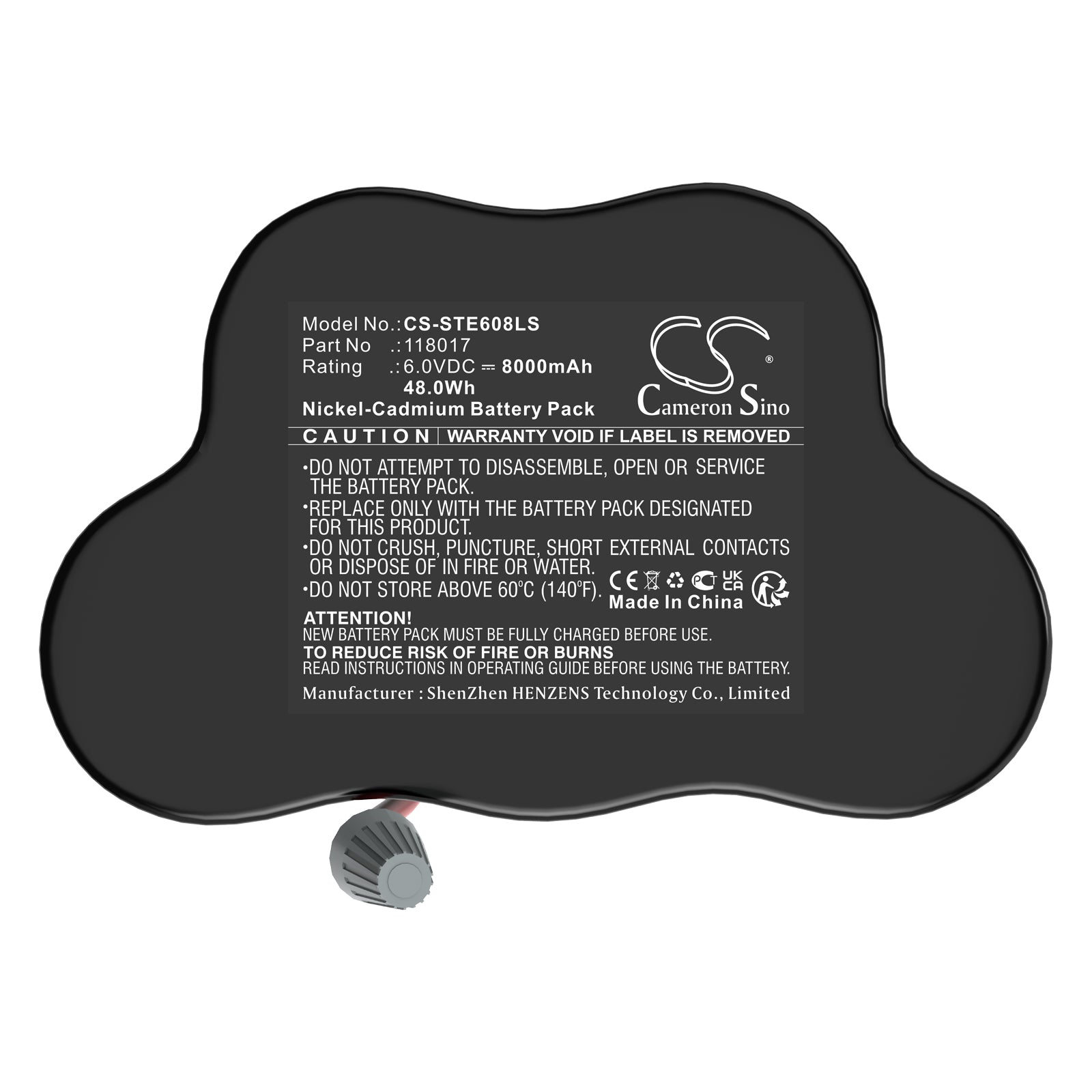 6V, Ni-CD, 8000mAh, Battery fits Stahl ECOLUX 6608/5, 48Wh Emergency Lighting Cameron Sino Technology Limited