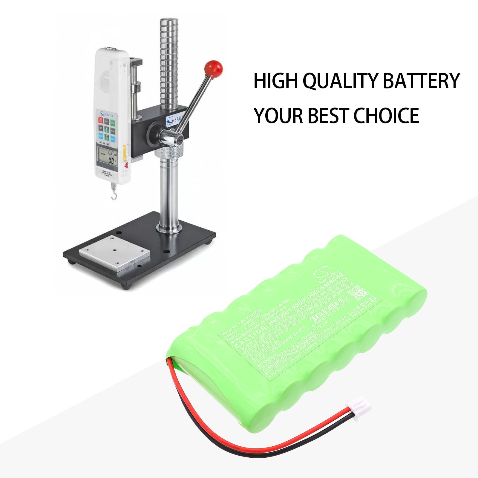 8.4V, Ni-MH, 2000mAh, Battery fits Sauter FH 500, FH 500 Force Gauge, 16.8Wh Equipment, Survey, Test Cameron Sino Technology Limited