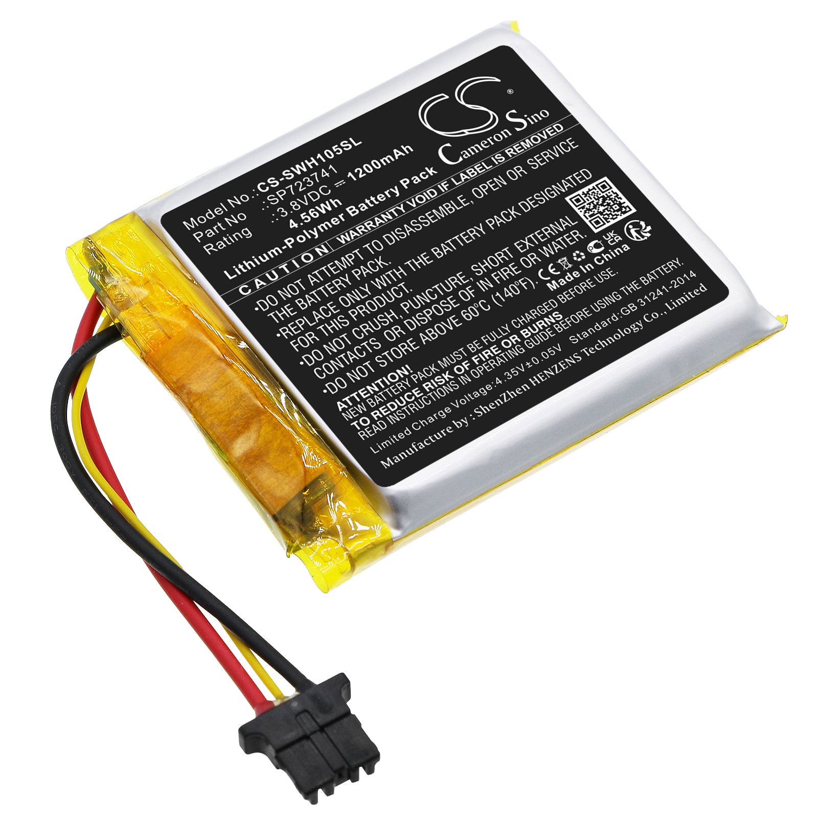 Li-Polymer, Wireless Headset Battery fits Sony Wf-1000xm5, Wh-1000xm5, 3.8V, 1200mAh Wireless Headset Cameron Sino Technology Limited