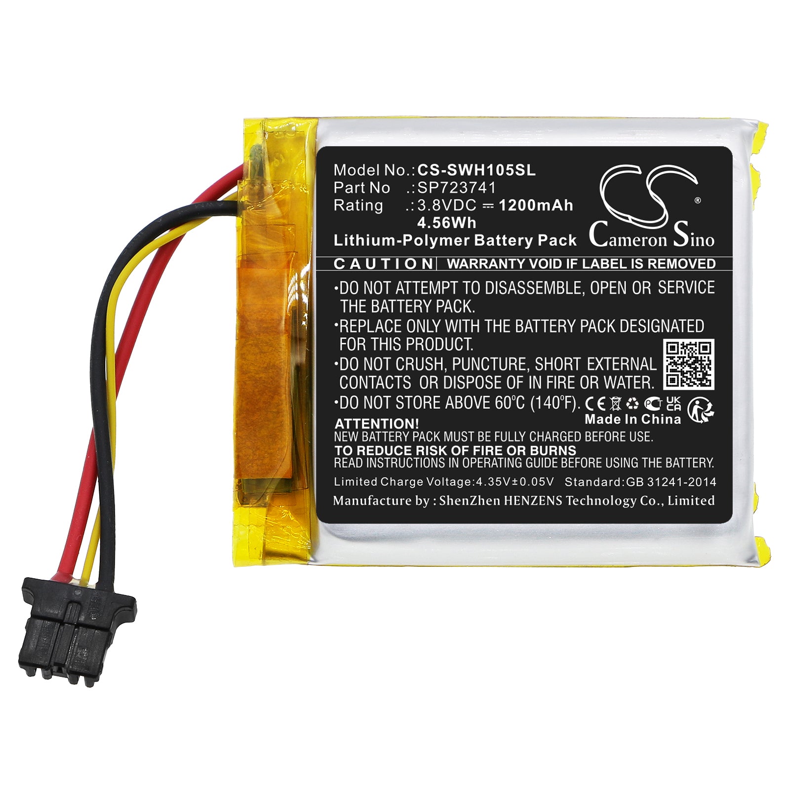Li-Polymer, Wireless Headset Battery fits Sony Wf-1000xm5, Wh-1000xm5, 3.8V, 1200mAh Wireless Headset Cameron Sino Technology Limited