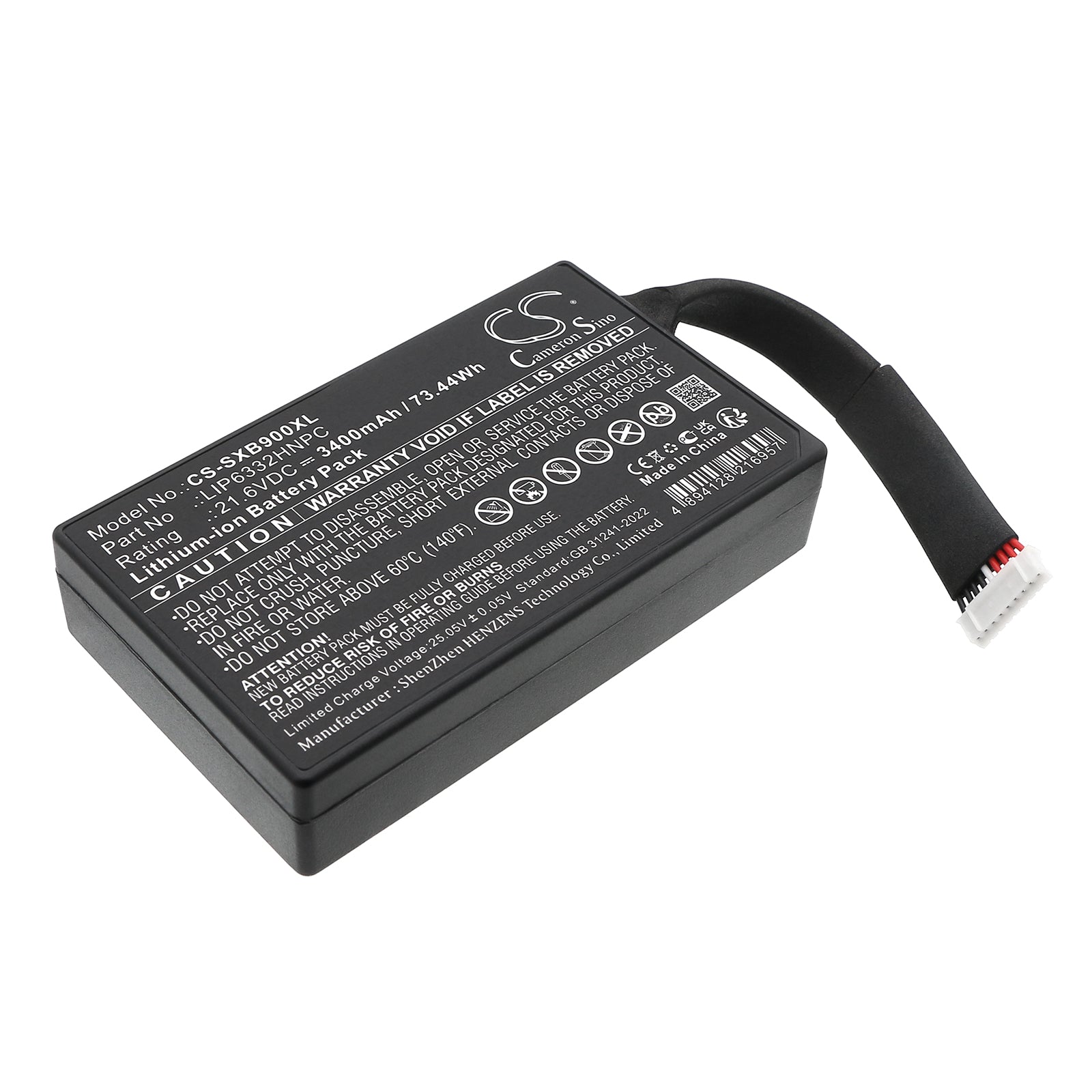 21.6V, Li-ion, 3400mAh, Battery fits Sony GTK-XB90, 73.44Wh Speaker Cameron Sino Technology Limited