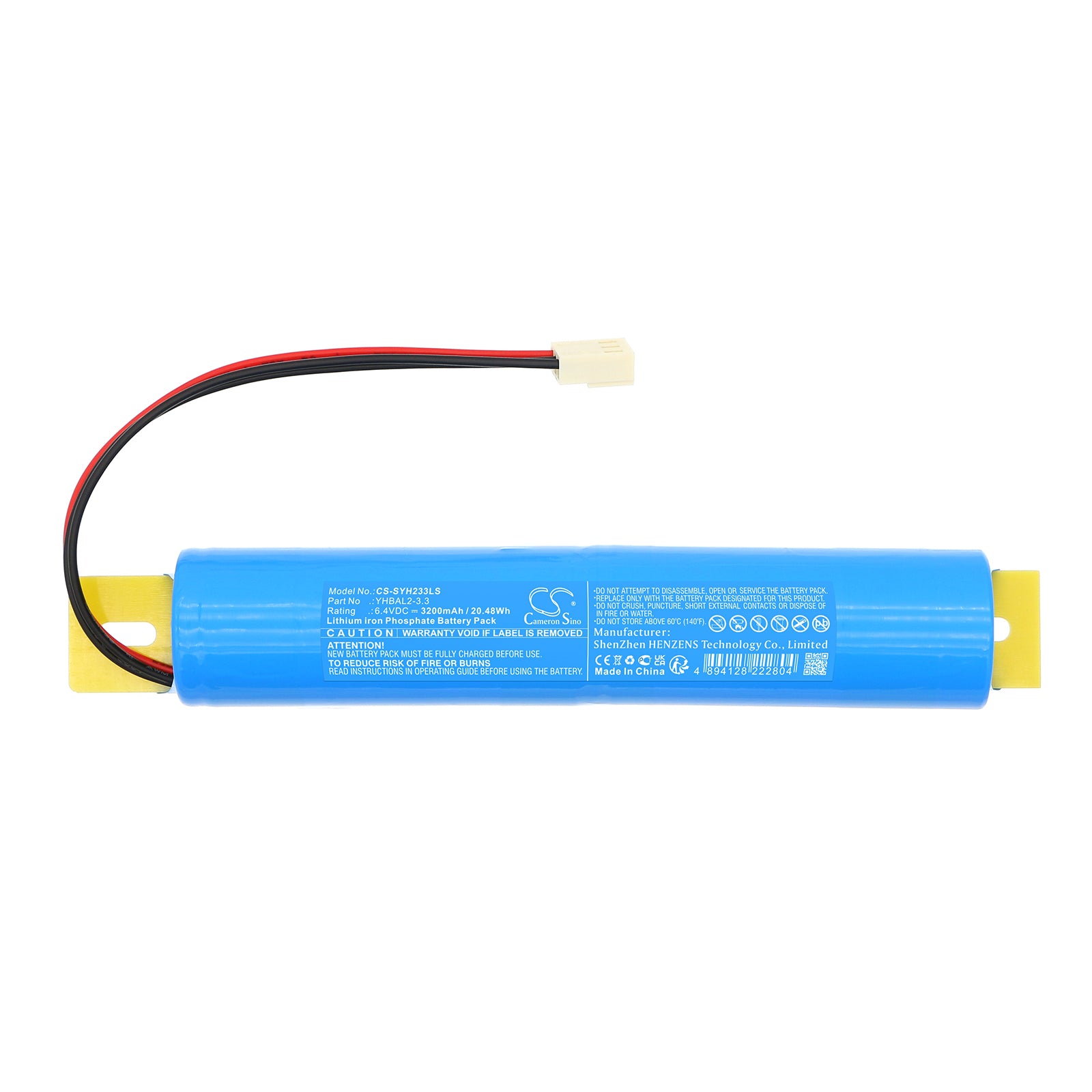 6.4V, LiFePO4, 3200mAh, Battery fits Streamer YHBAL2-3.3, 20.48Wh Emergency Lighting Cameron Sino Technology Limited