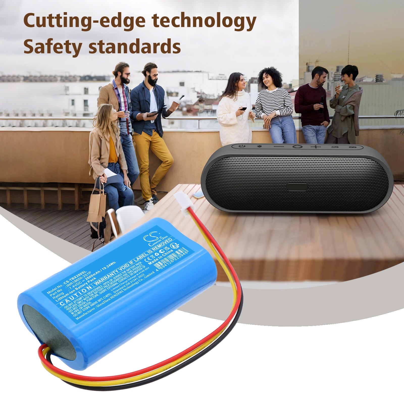 7.4V, Li-ion, 2600mAh, Battery fits Tribit Stormbox Bluetooth Speaker, XSound Plus 2 Bluetooth Speaker, 19.24Wh Speaker Cameron Sino Technology Limited