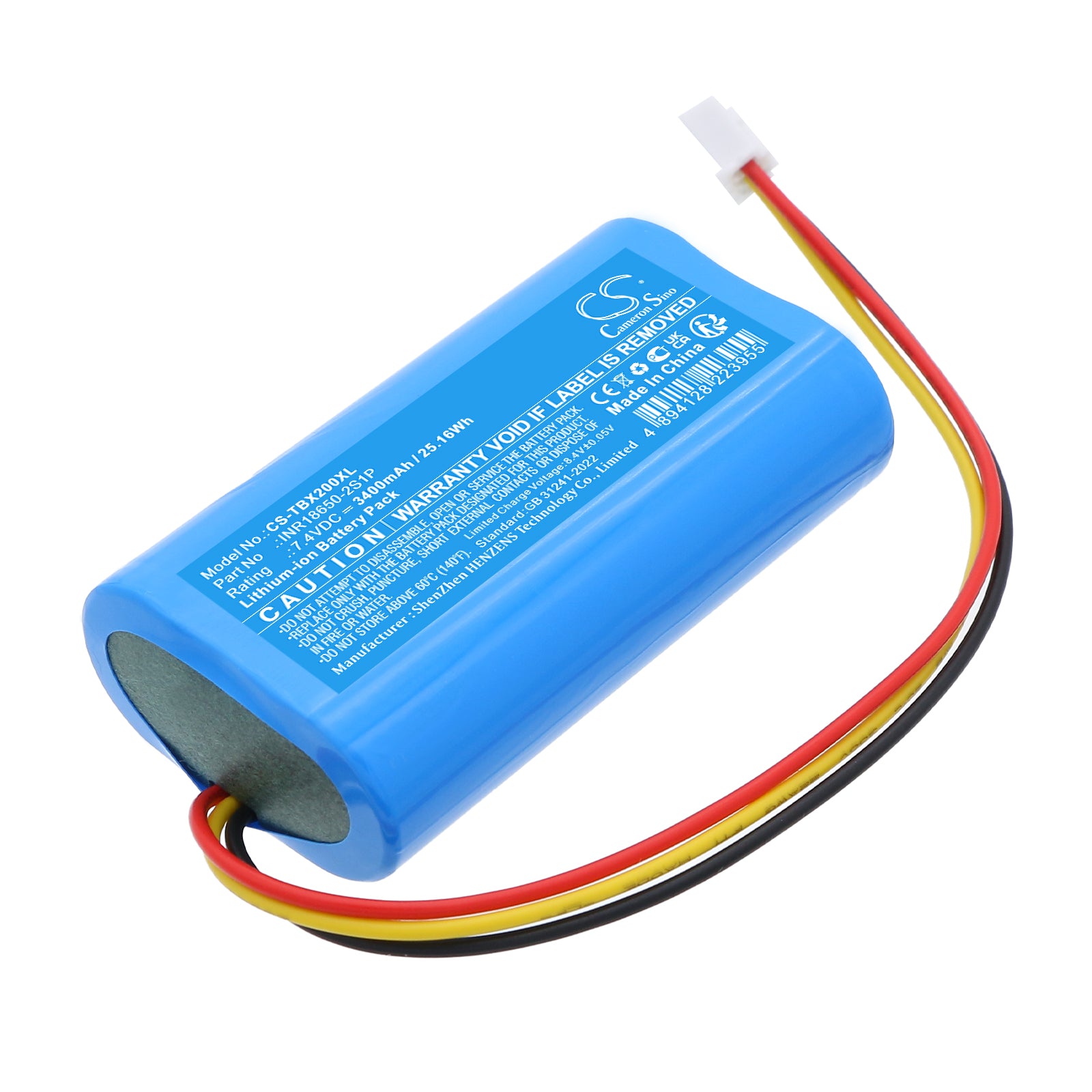 7.4V, Li-ion, 3400mAh, Battery fits Tribit Stormbox Bluetooth Speaker, XSound Plus 2 Bluetooth Speaker, 25.16Wh Speaker Cameron Sino Technology Limited