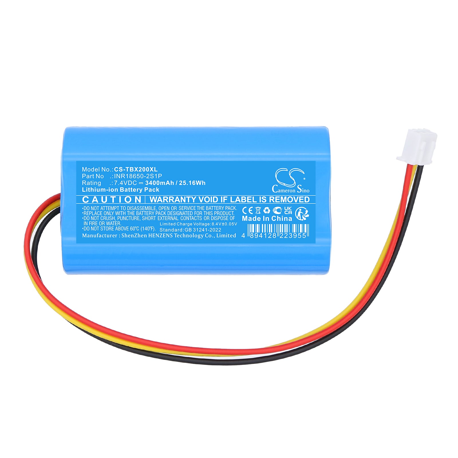 7.4V, Li-ion, 3400mAh, Battery fits Tribit Stormbox Bluetooth Speaker, XSound Plus 2 Bluetooth Speaker, 25.16Wh Speaker Cameron Sino Technology Limited