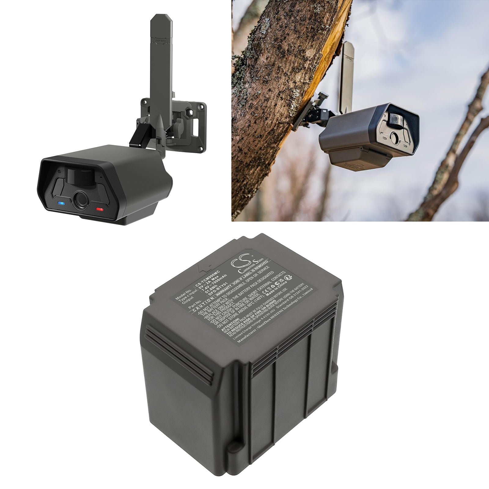 7.4V, Li-ion, 7000mAh, Battery fits Tactacam Defend, actacam Defend Solar Panel Cellular Security Camera, 51.8Wh Sports & Outdoors Cameron Sino Technology Limited