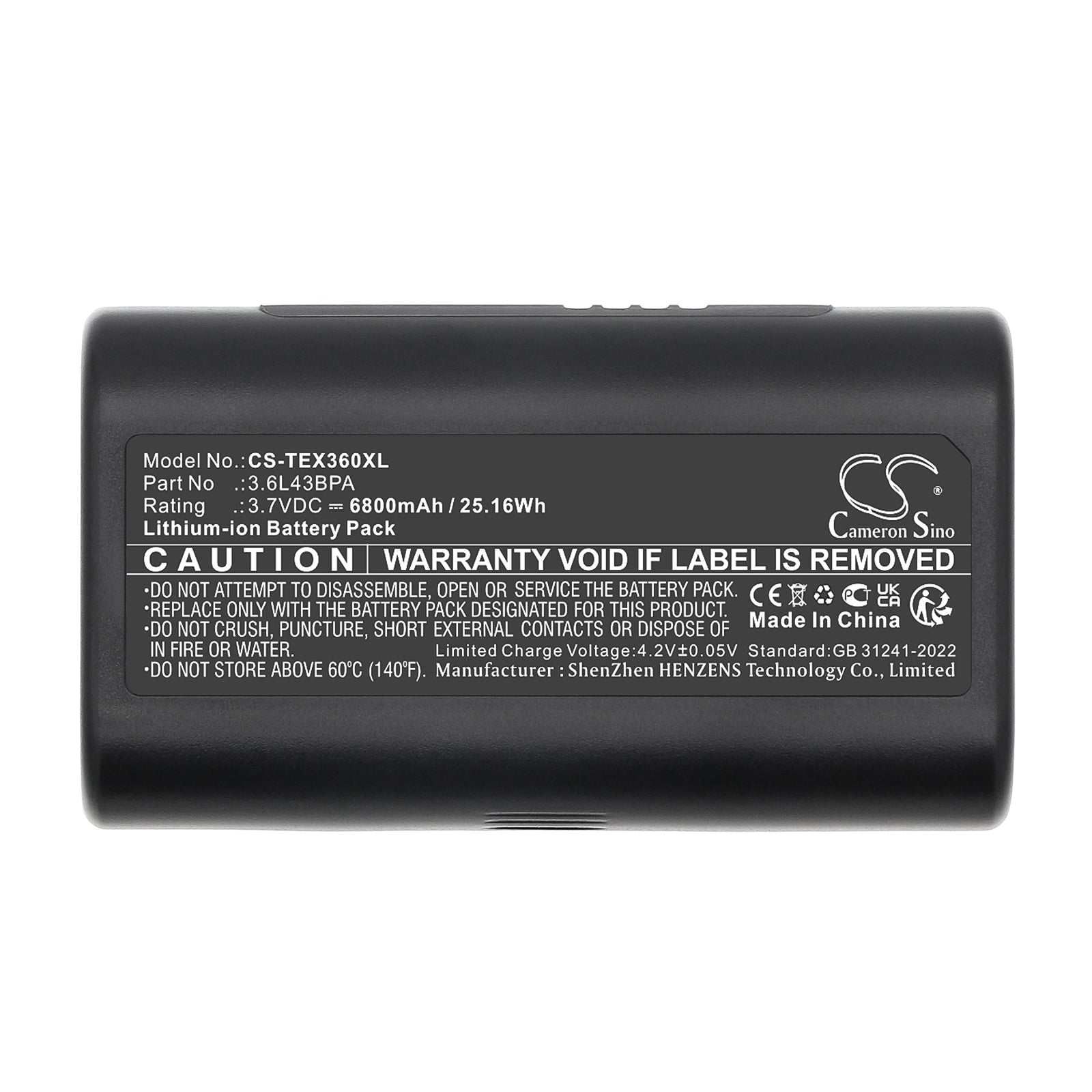 3.7V, Li-ion, 6800mAh, Battery fits Texas Instruments TI-Navigator, 25.16Wh Equipment, Survey, Test Cameron Sino Technology Limited