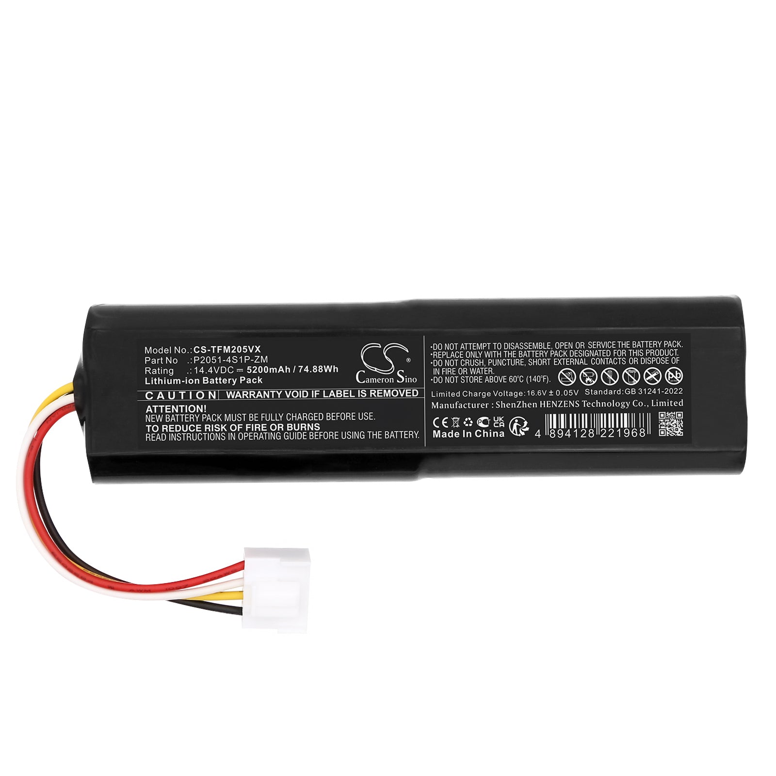14.4V, Li-ion, 5200mAh, Battery fits Trifo MAX-P, MAX-S, 74.88Wh Vacuum Cameron Sino Technology Limited
