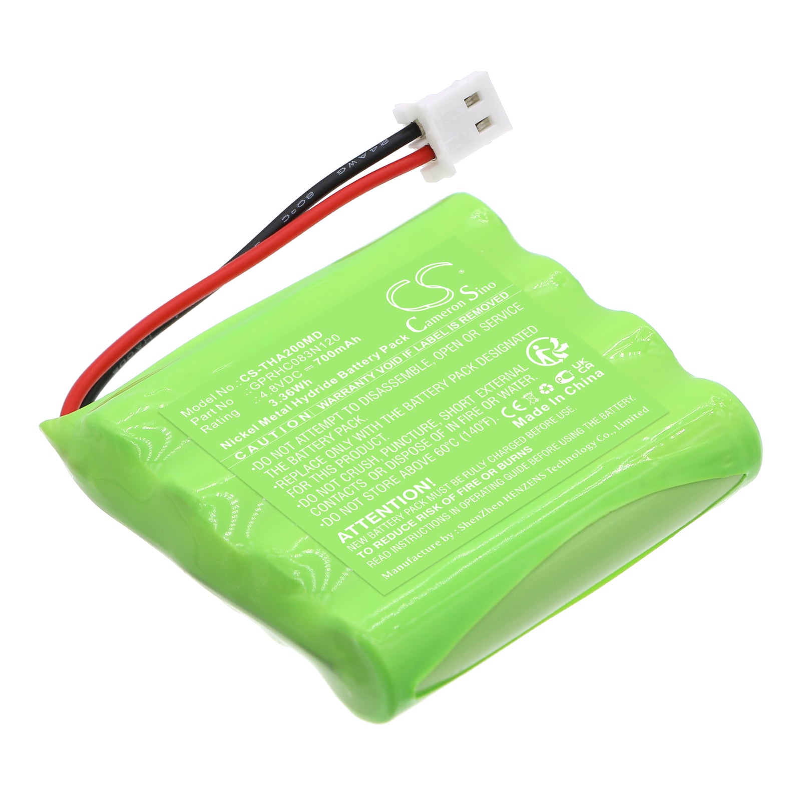 Ni-MH, Medical Battery fits I-tech I-tech Physio Und Mag 1000 ( 2, Mio Care, 4.8V, 700mAh Medical Cameron Sino Technology Limited