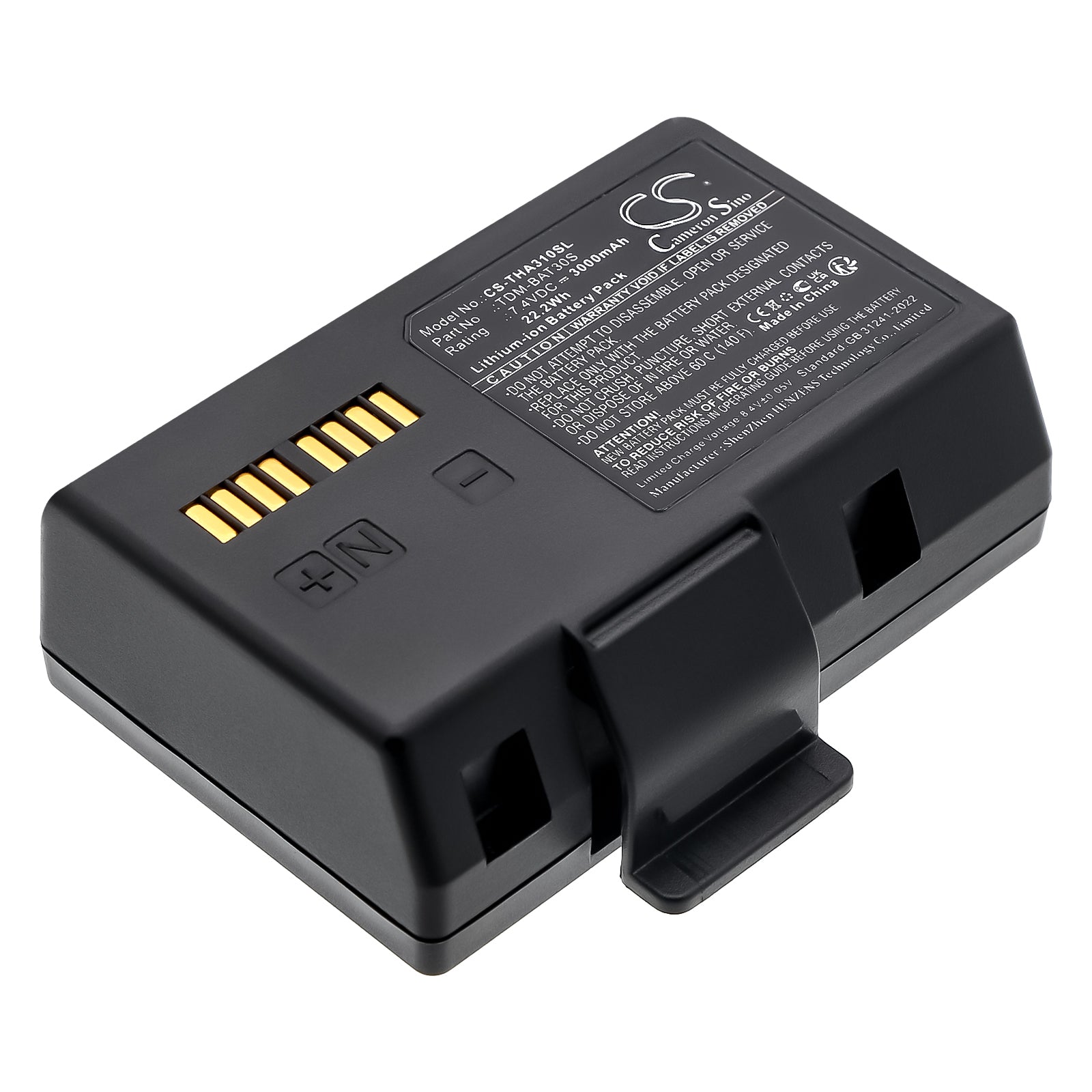 7.4V, Li-ion, 3000mAh, Battery fits TSC Alpha 3L, 22.2Wh Portable Printer Cameron Sino Technology Limited