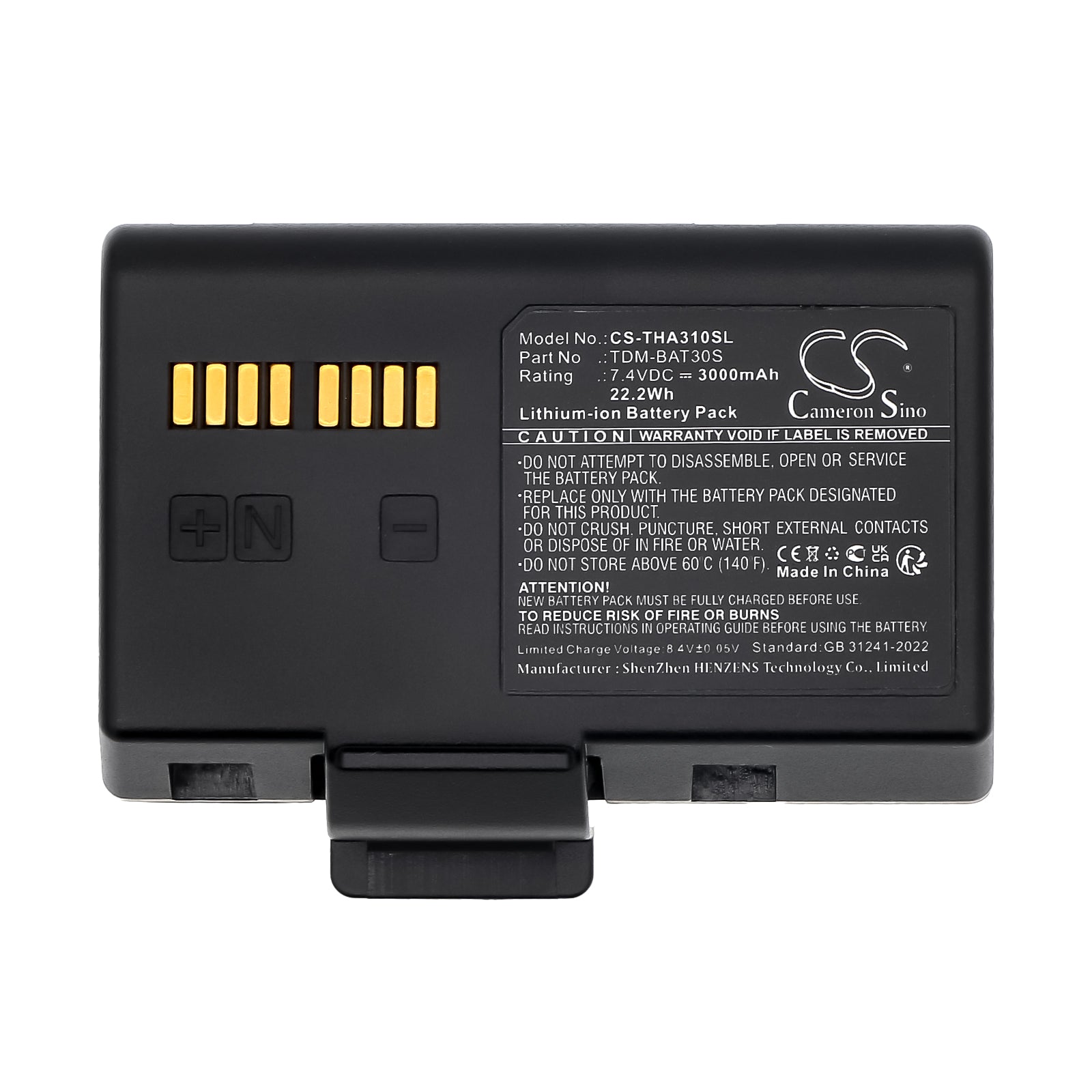 7.4V, Li-ion, 3000mAh, Battery fits TSC Alpha 3L, 22.2Wh Portable Printer Cameron Sino Technology Limited