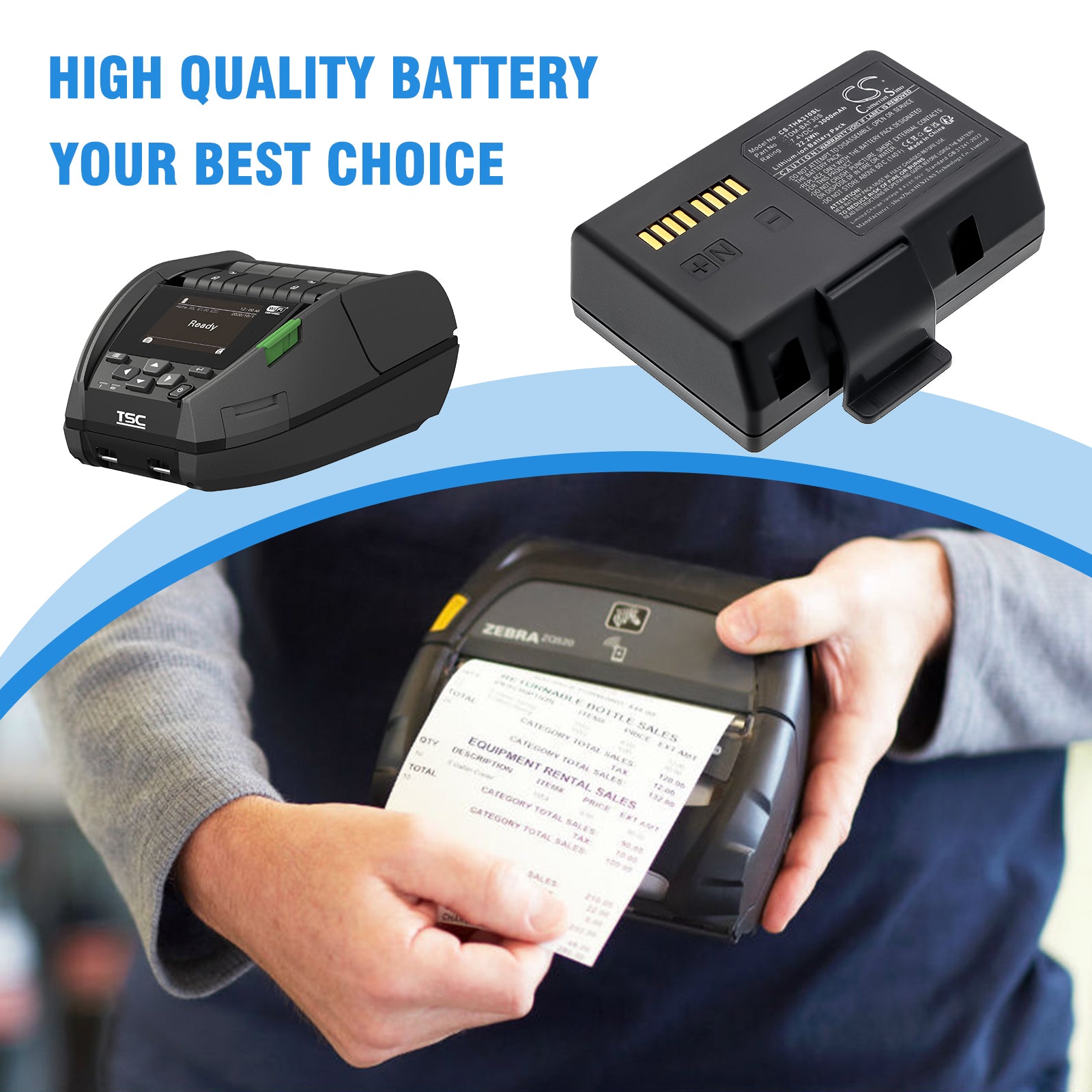7.4V, Li-ion, 3000mAh, Battery fits TSC Alpha 3L, 22.2Wh Portable Printer Cameron Sino Technology Limited
