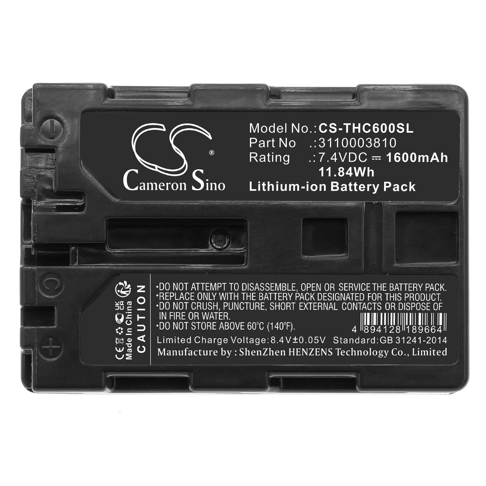 Li-ion, Thermal Camera Battery fits Trotech Ic100, Ic120, 7.4V, 1600mAh Thermal Camera Cameron Sino Technology Limited