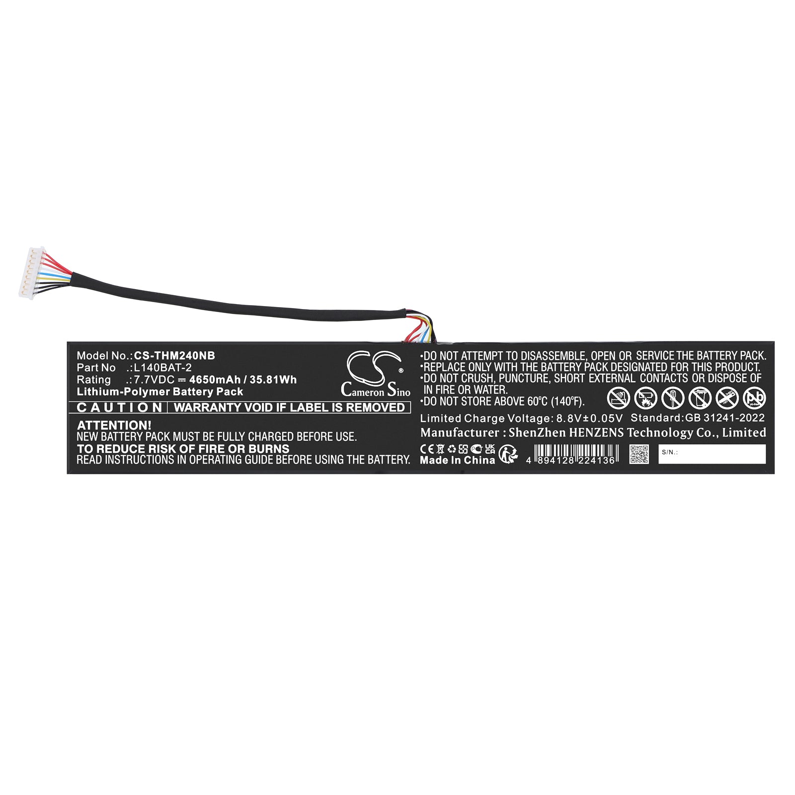 7.7V, Li-Polymer, 4650mAh, Battery fits Schenker VIA 14, VIA 14 Late 2020, 35.81Wh Notebook, Laptop Cameron Sino Technology Limited