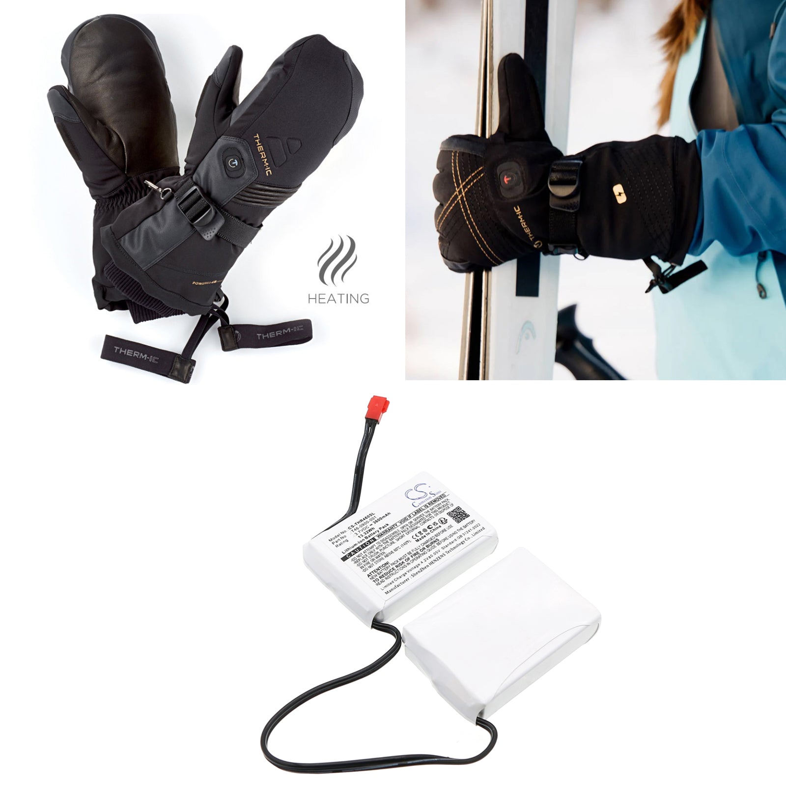 3.7V, Li-ion, 3600mAh, Battery fits Salomon Custom Heat ski boots | Therm-IC heated gloves, 13.32Wh Heated Clothes Cameron Sino Technology Limited