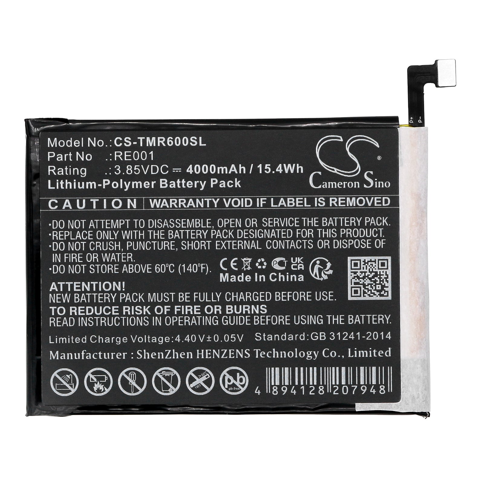 Li-Polymer, Mobile, SmartPhone Battery fits T-mobile Revvl 6 5g, Tmaf025g, 3.85V, 4000mAh Mobile, SmartPhone Cameron Sino Technology Limited