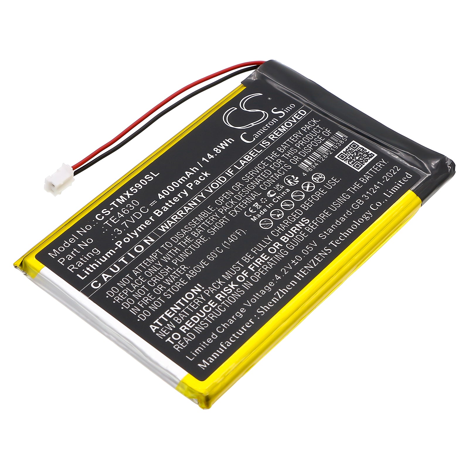 3.7V, Li-Polymer, 4000mAh, Battery fits Technaxx TX-59, TX-59+, 14.8Wh Smart Home Cameron Sino Technology Limited