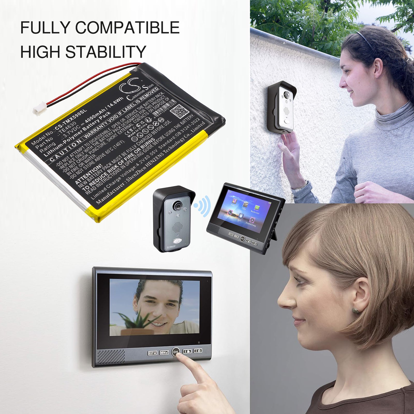 3.7V, Li-Polymer, 4000mAh, Battery fits Technaxx TX-59, TX-59+, 14.8Wh Smart Home Cameron Sino Technology Limited