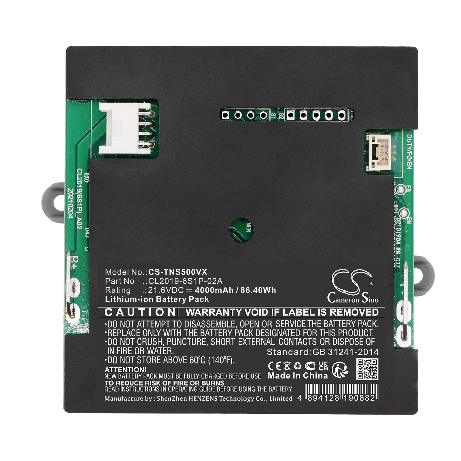Li-ion, Vacuum Battery fits Tineco Ifloor S5 Fw160100cn, 21.6V, 4000mAh Vacuum Cameron Sino Technology Limited