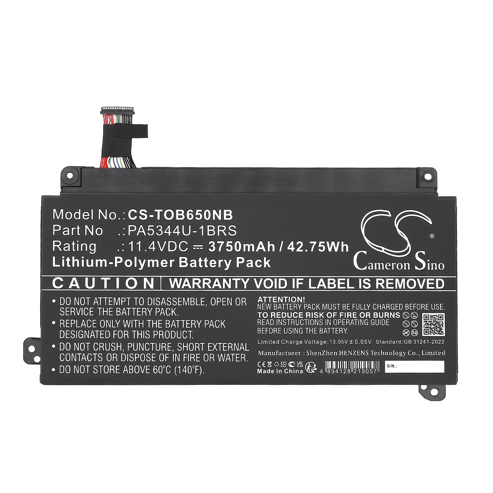 11.4V, Li-Polymer, 3750mAh, Battery fits Toshiba Dynabook BJ65/FS, 42.75Wh Notebook, Laptop Cameron Sino Technology Limited