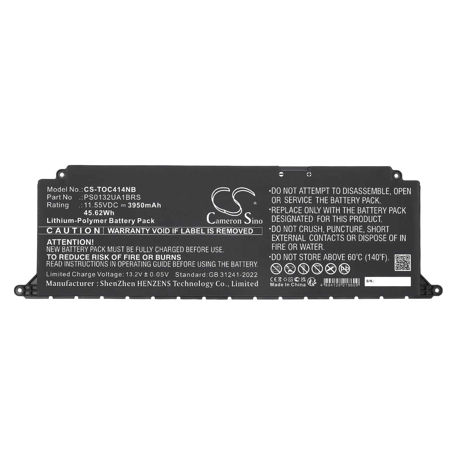 11.55V, Li-Polymer, 3950mAh, Battery fits Dynabook Satellite Pro C40-K-00L007, Satellite Pro C40-K-00Q007, 45.62Wh Notebook, Laptop Cameron Sino Technology Limited