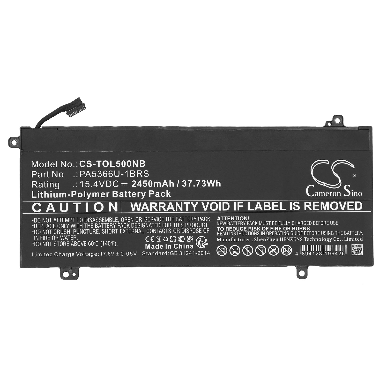 Li-Polymer, Notebook, Laptop Battery fits Toshiba Dynabook Satellite Pro L50, Dynabook Satellite Pro L50-g, 15.4V, 2450mAh Notebook, Laptop Cameron Sino Technology Limited