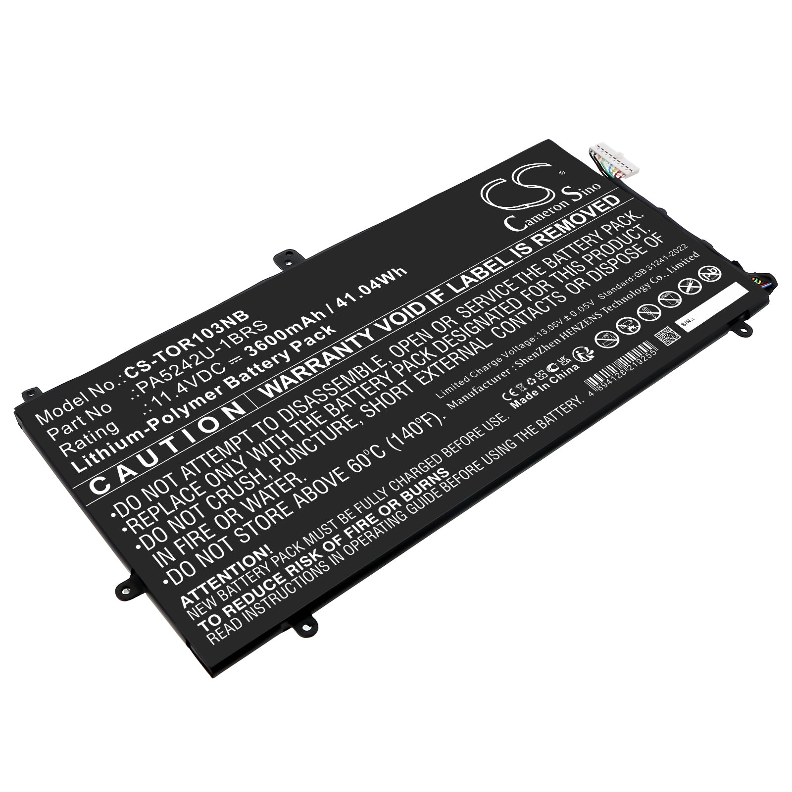 11.4V, Li-Polymer, 3600mAh, Battery fits Toshiba Satellite P20W-C, Satellite Radius 12 P20W-C, 41.04Wh Notebook, Laptop Cameron Sino Technology Limited