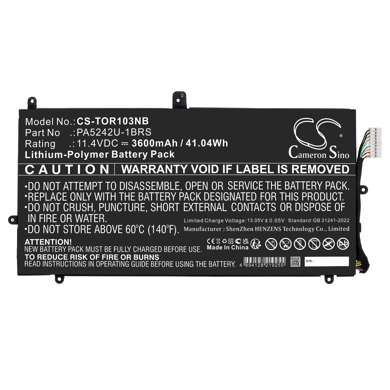 11.4V, Li-Polymer, 3600mAh, Battery fits Toshiba Satellite P20W-C, Satellite Radius 12 P20W-C, 41.04Wh Notebook, Laptop Cameron Sino Technology Limited
