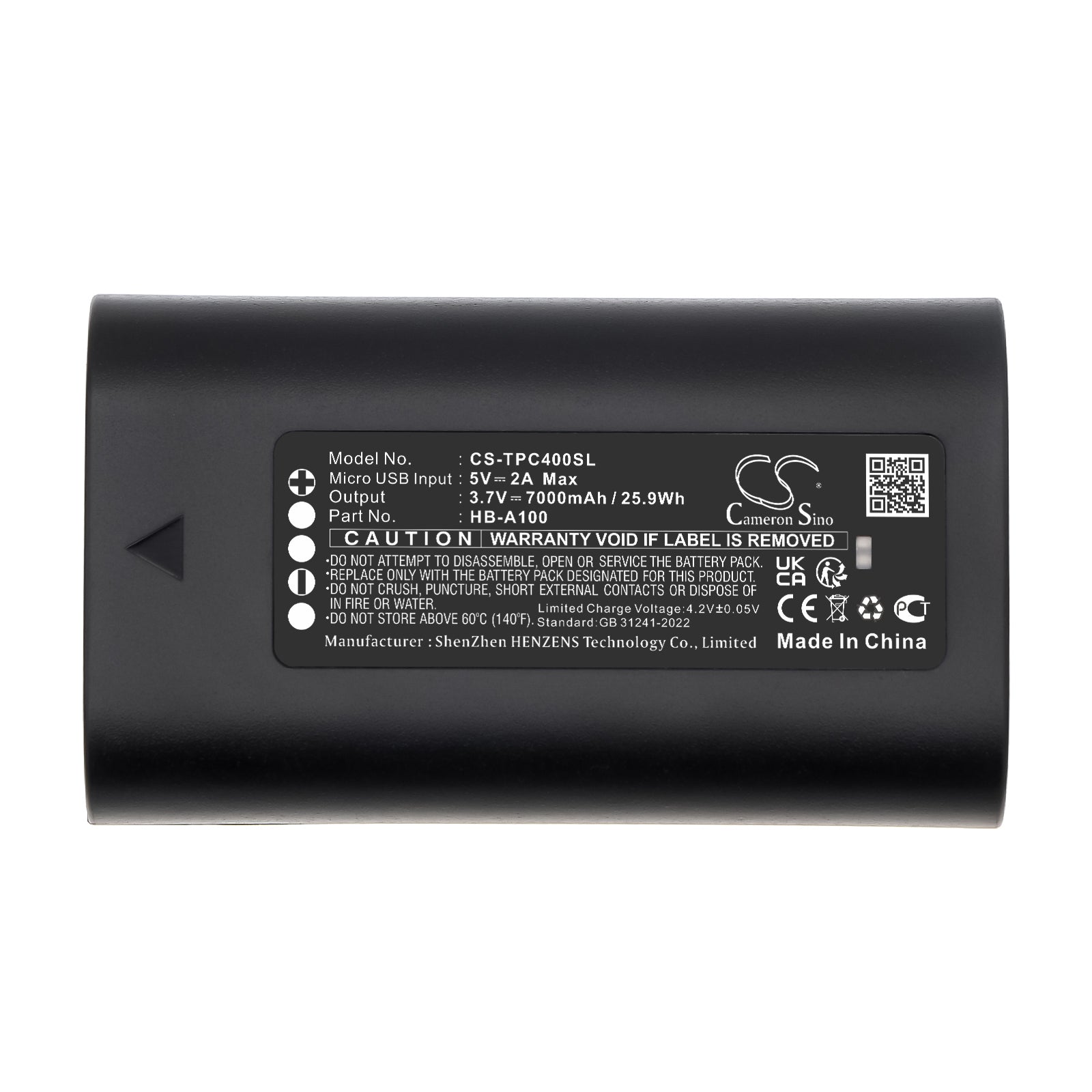 3.7V, Li-ion, 7000mAh, Battery fits TP-Link C400S2, C420S1, 25.9Wh Home Security Camera Cameron Sino Technology Limited