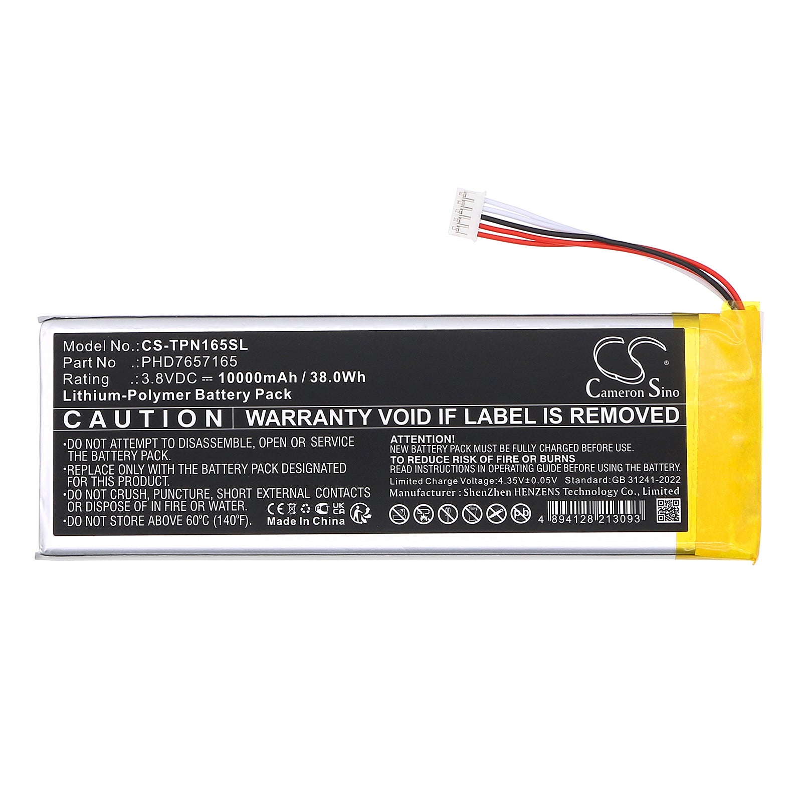 3.8V, Li-Polymer, 10000mAh, Battery fits Topdon UltraDiag Diagnostic Scan Tool, 38Wh Diagnostic Scanner Cameron Sino Technology Limited