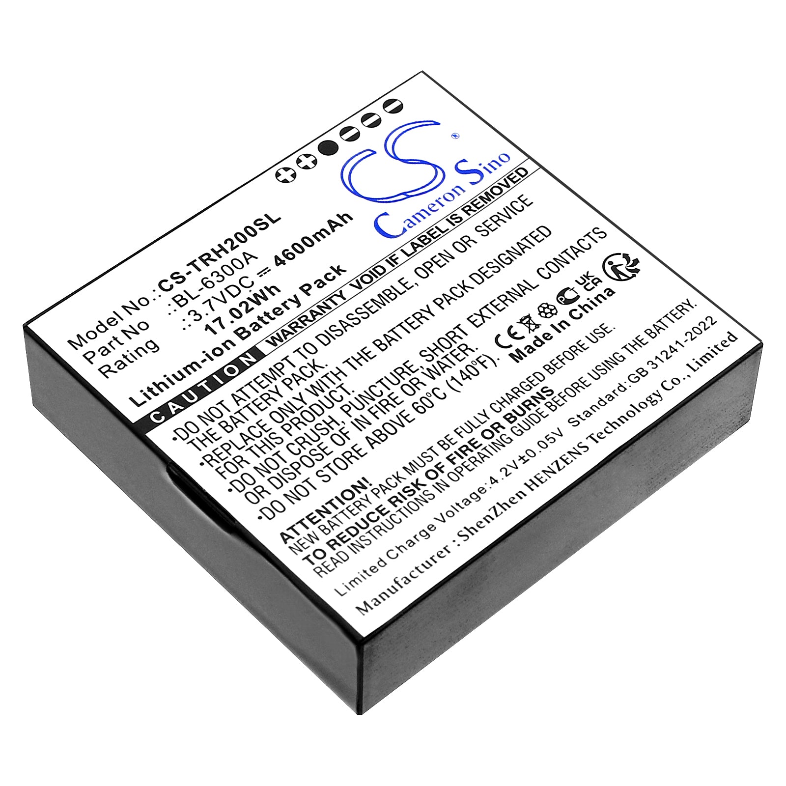 3.7V, Li-ion, 4600mAh, Battery fits Hi-Target ihand 20, ihand 20 Data Controller GPS, 17.02Wh Equipment, Survey, Test Cameron Sino Technology Limited