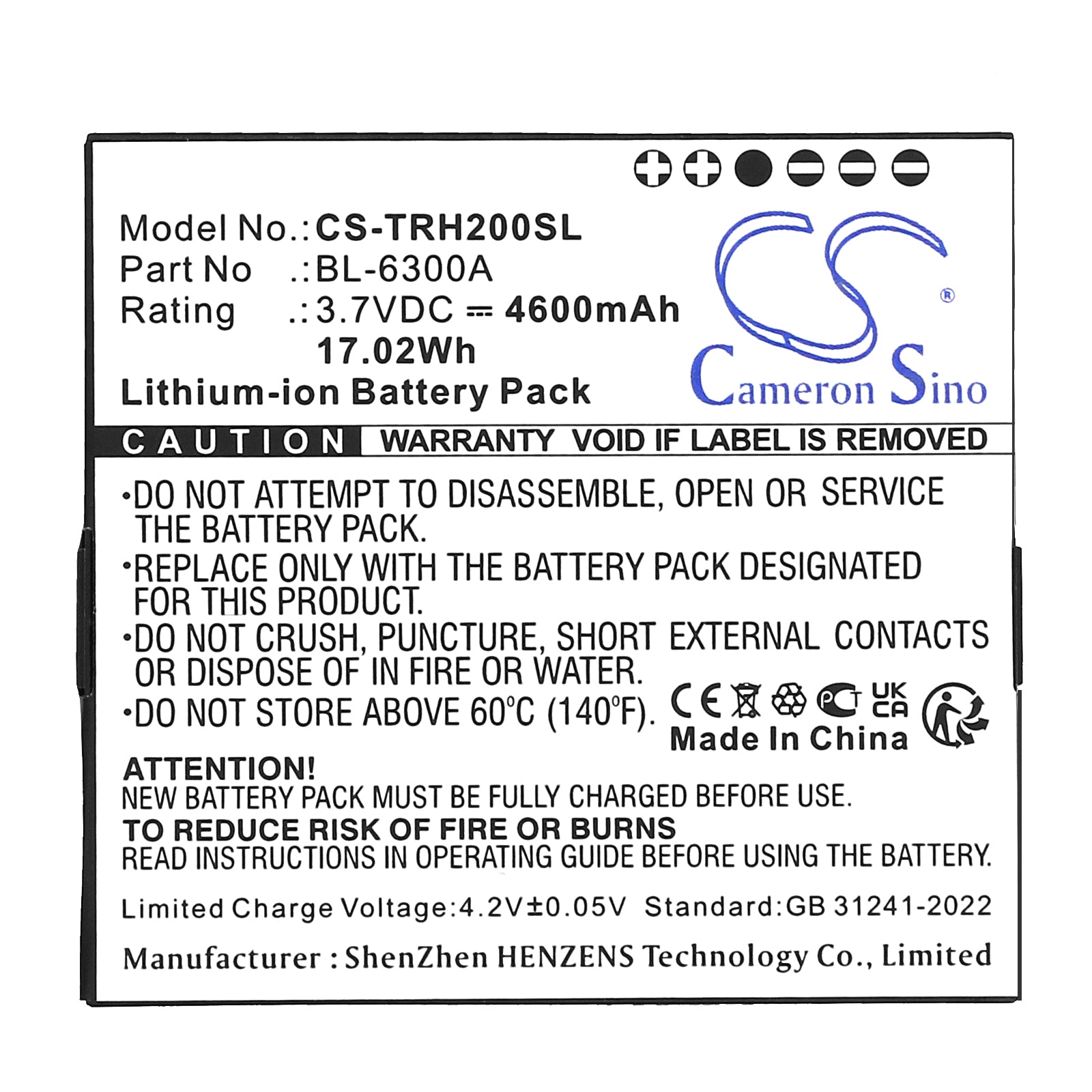 3.7V, Li-ion, 4600mAh, Battery fits Hi-Target ihand 20, ihand 20 Data Controller GPS, 17.02Wh Equipment, Survey, Test Cameron Sino Technology Limited
