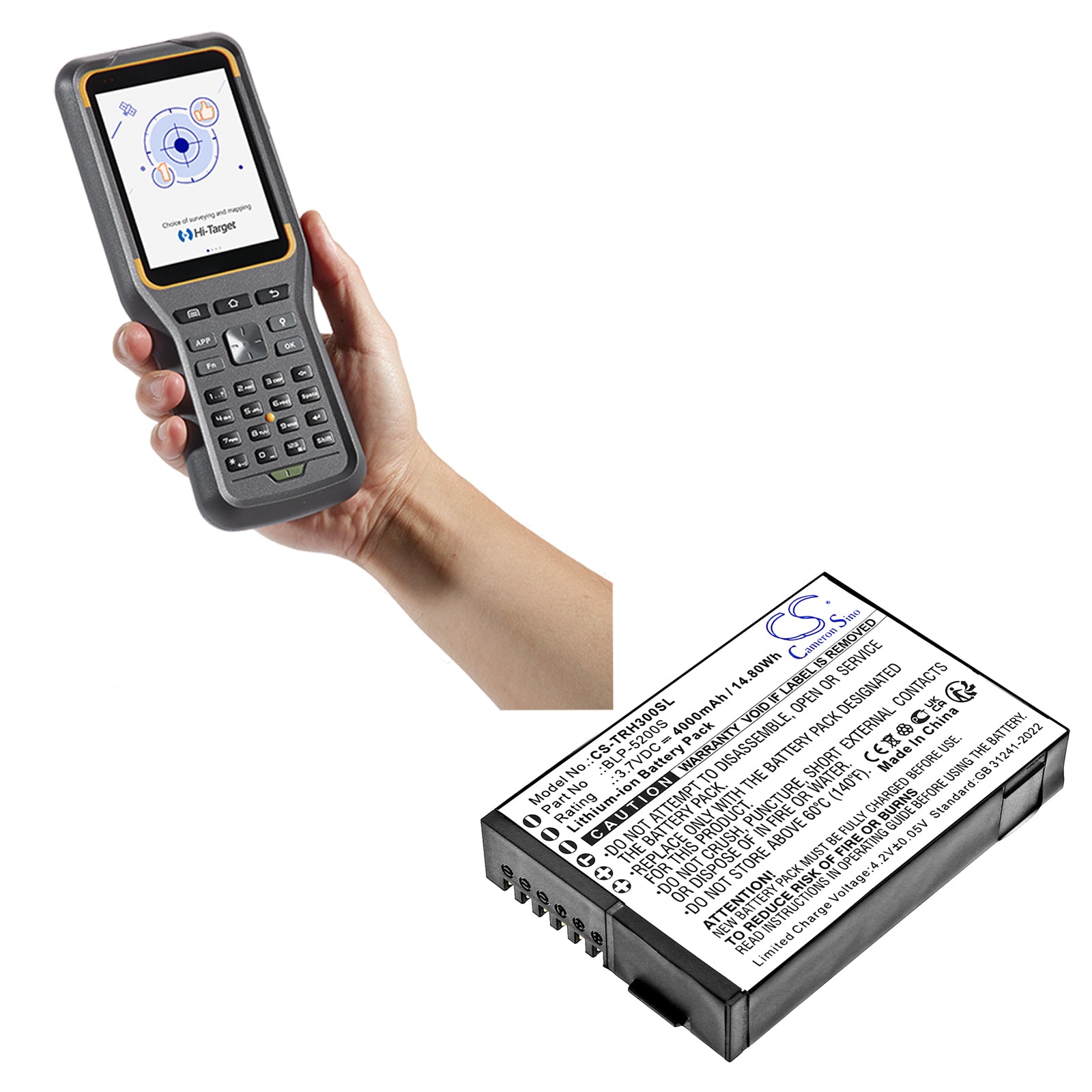 3.7V, Li-ion, 4000mAh, Battery fits Hi-Target ihand 30 data controller, 14.8Wh Equipment, Survey, Test Cameron Sino Technology Limited