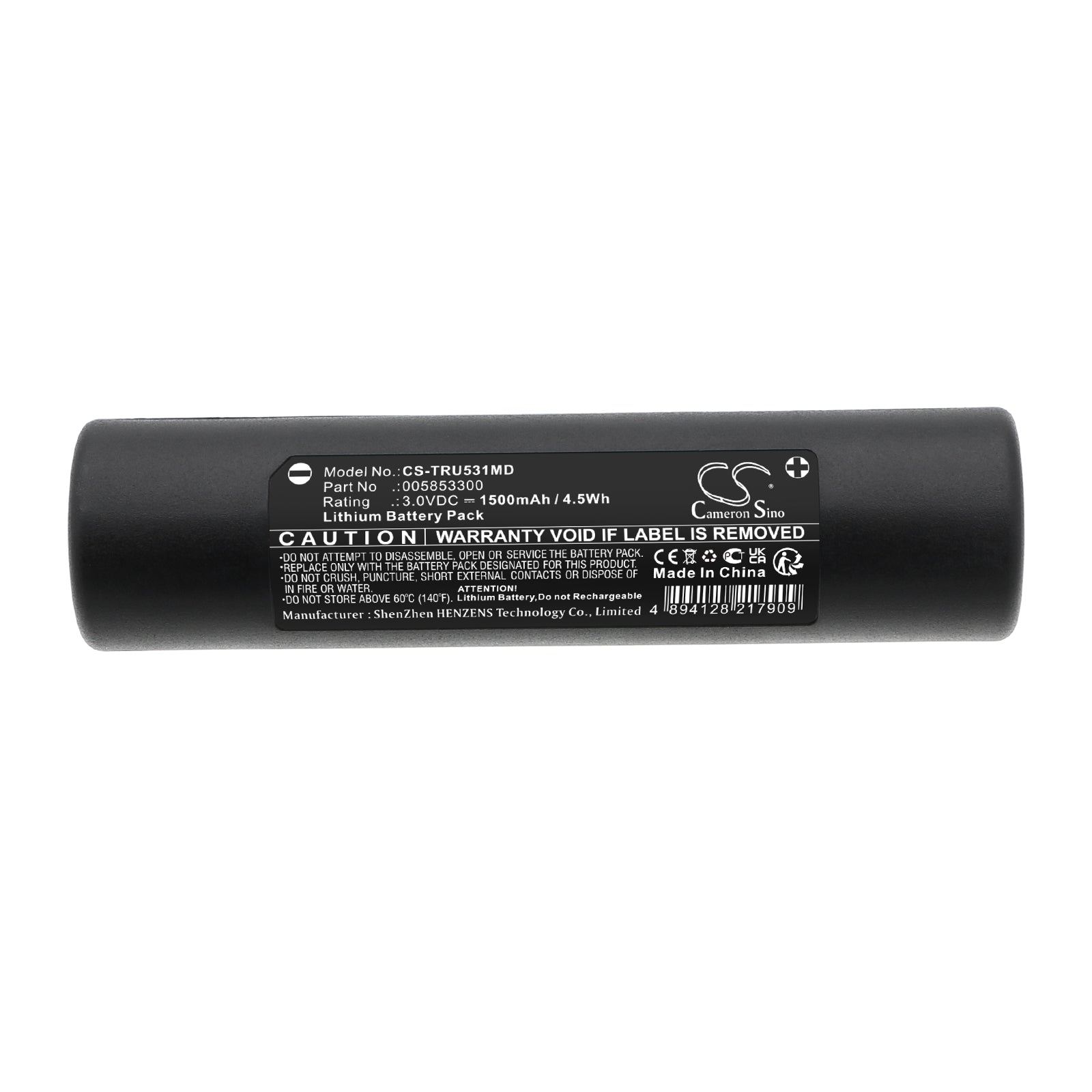 3V, Lithium, 1500mAh, Battery fits Truphatek Laryngoscope TRU-MR 5310m, 4.5Wh Medical Cameron Sino Technology Limited