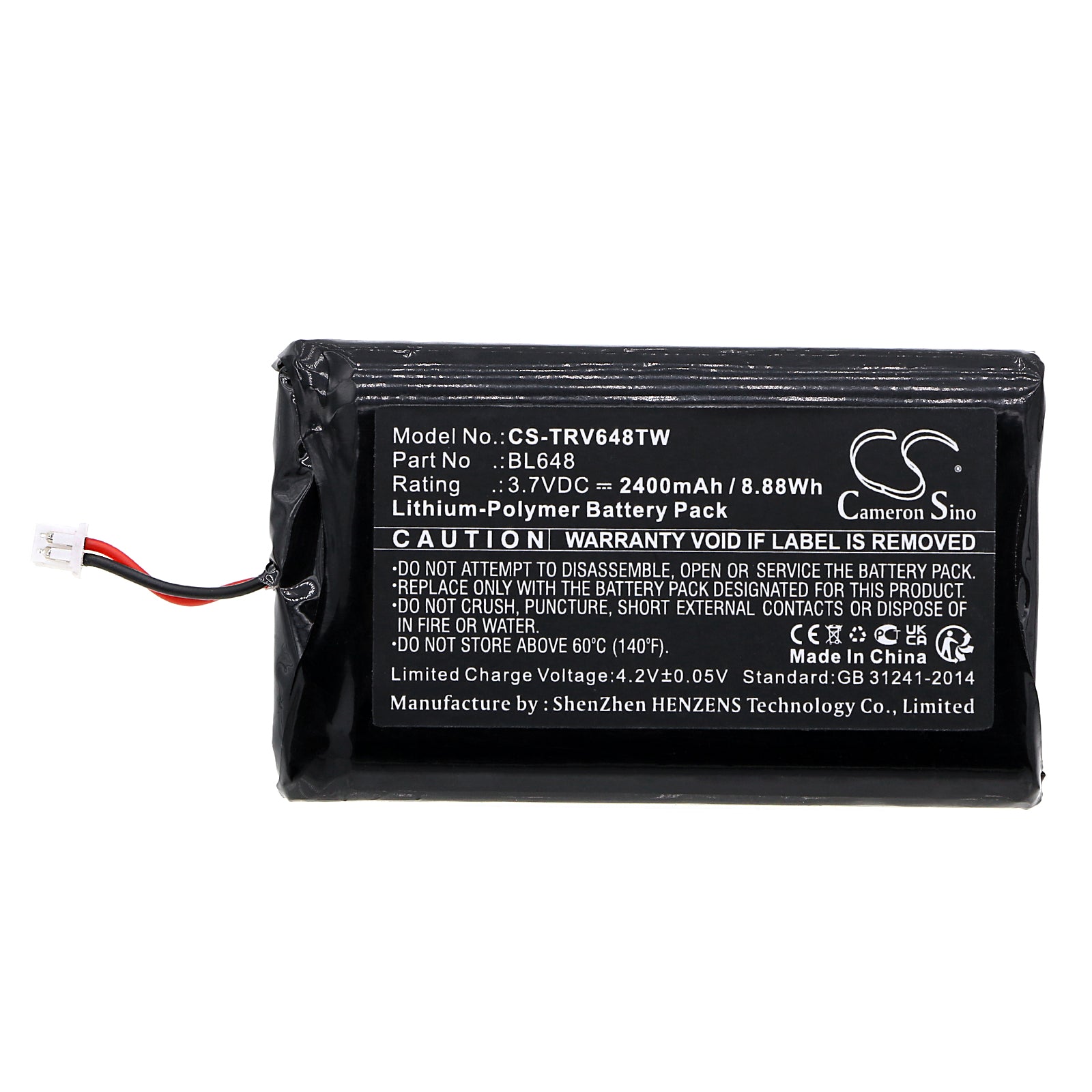 Li-Polymer, Two-Way Radio Battery fits Retevis Rb48, Rb648, 3.7V, 2400mAh Two-Way Radio Cameron Sino Technology Limited