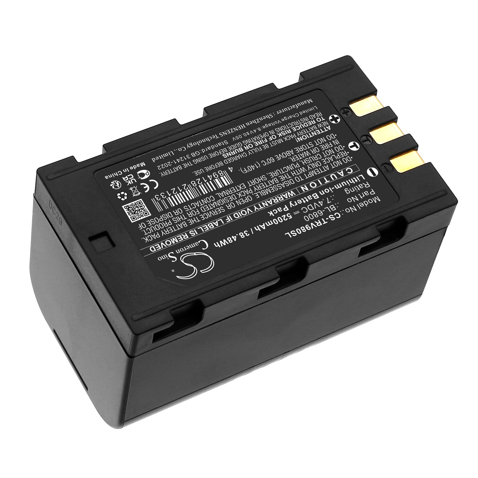7.4V, Li-ion, 5200mAh, Battery fits Hi-Target A16, TS7, 38.48Wh Equipment, Survey, Test Cameron Sino Technology Limited