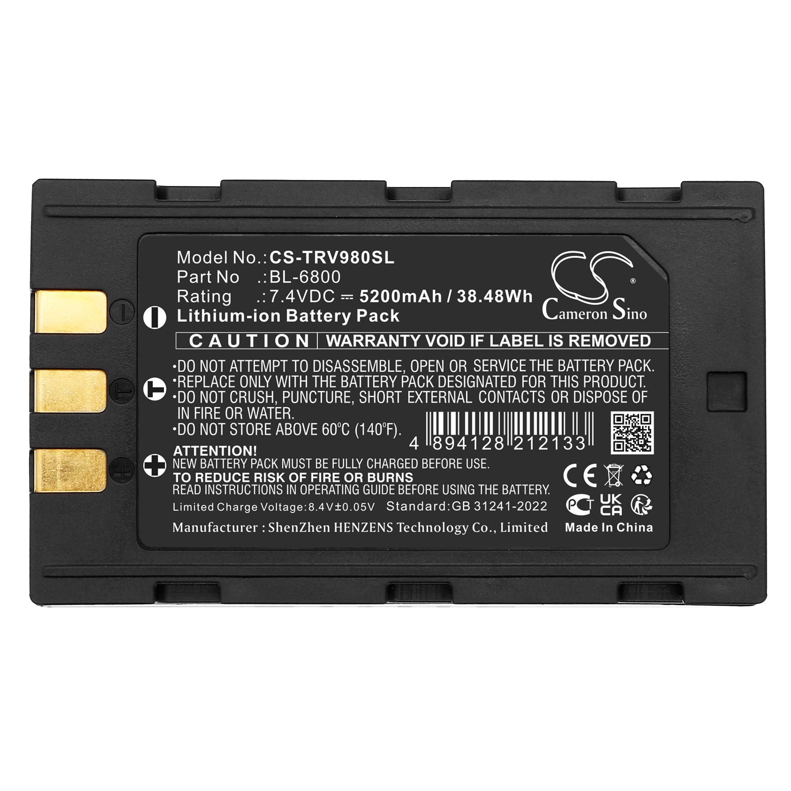 7.4V, Li-ion, 5200mAh, Battery fits Hi-Target A16, TS7, 38.48Wh Equipment, Survey, Test Cameron Sino Technology Limited