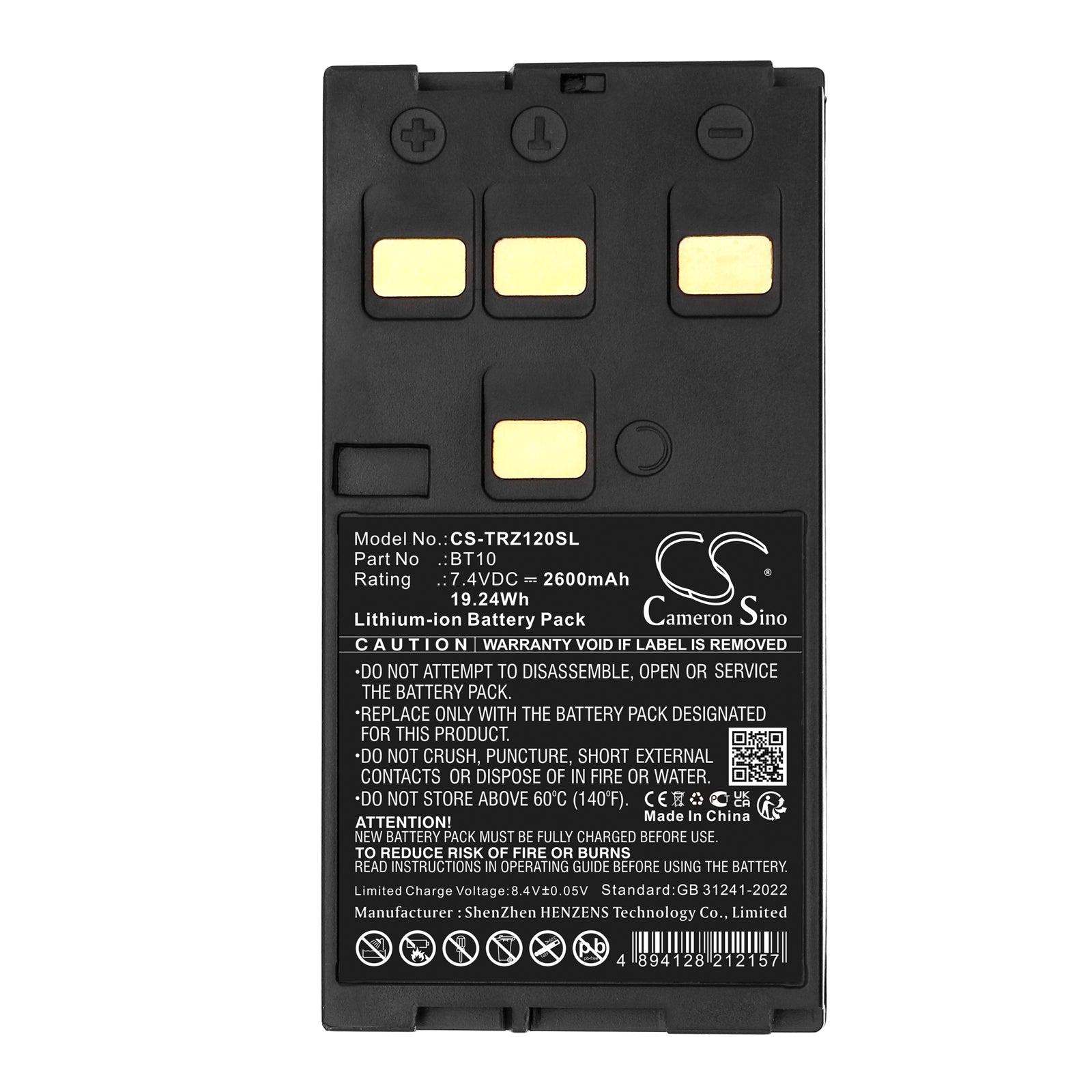 7.4V, Li-ion, 2600mAh, Battery fits Hi-Target ZTS-120, ZTS-120 Total Station, 19.24Wh Equipment, Survey, Test Cameron Sino Technology Limited