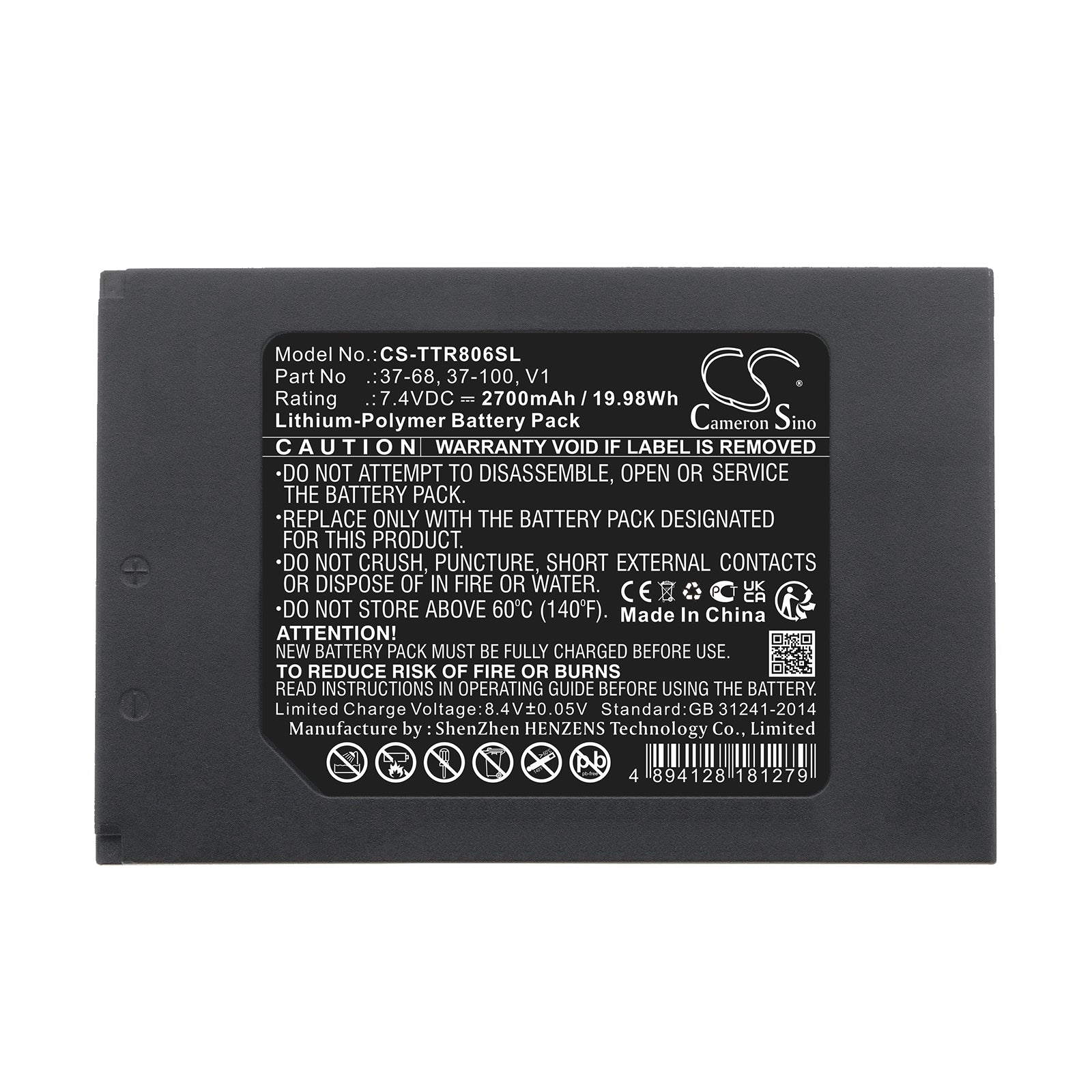 Li-Polymer, Equipment, Survey, Test Battery fits Triplett 8066, Camview Ip Pro-8w Hd Cctv Test, 7.4V, 2700mAh Equipment, Survey, Test Cameron Sino Technology Limited