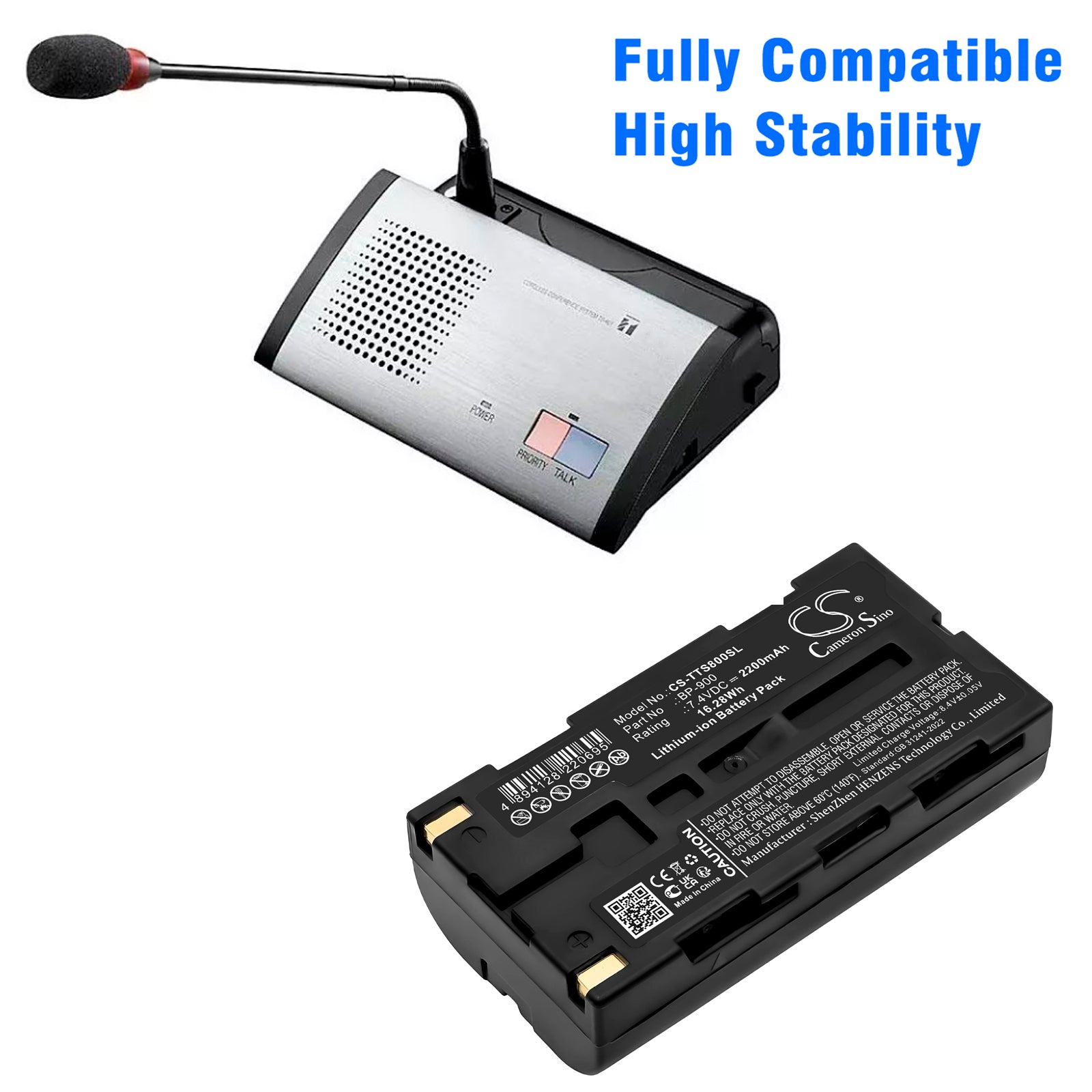 7.4V, Li-ion, 2200mAh, Battery fits TOA TS-800, TS-801, 16.28Wh Communication & Conferencing Cameron Sino Technology Limited