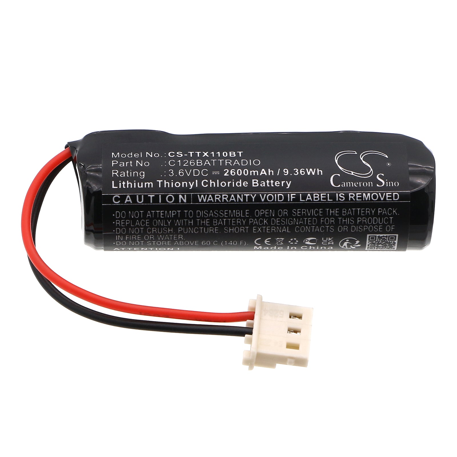 Replacement Technoalarm TX110 TX120 TX210 TX310 LiSOCl2 Battery 3.6V 2600mAh 9.36Wh For Security Systems Alarm System Cameron Sino Technology Limited